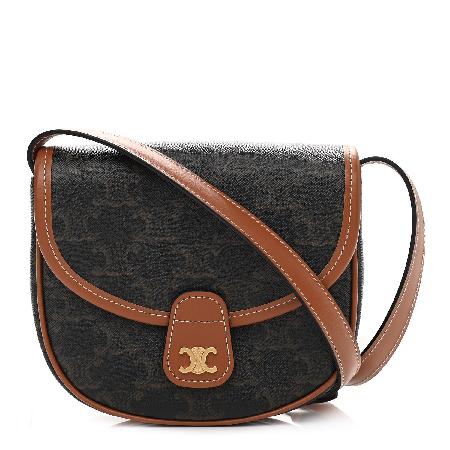 Take A Look About Mini Besace In Triomphe Canvas And Calfskin Tan