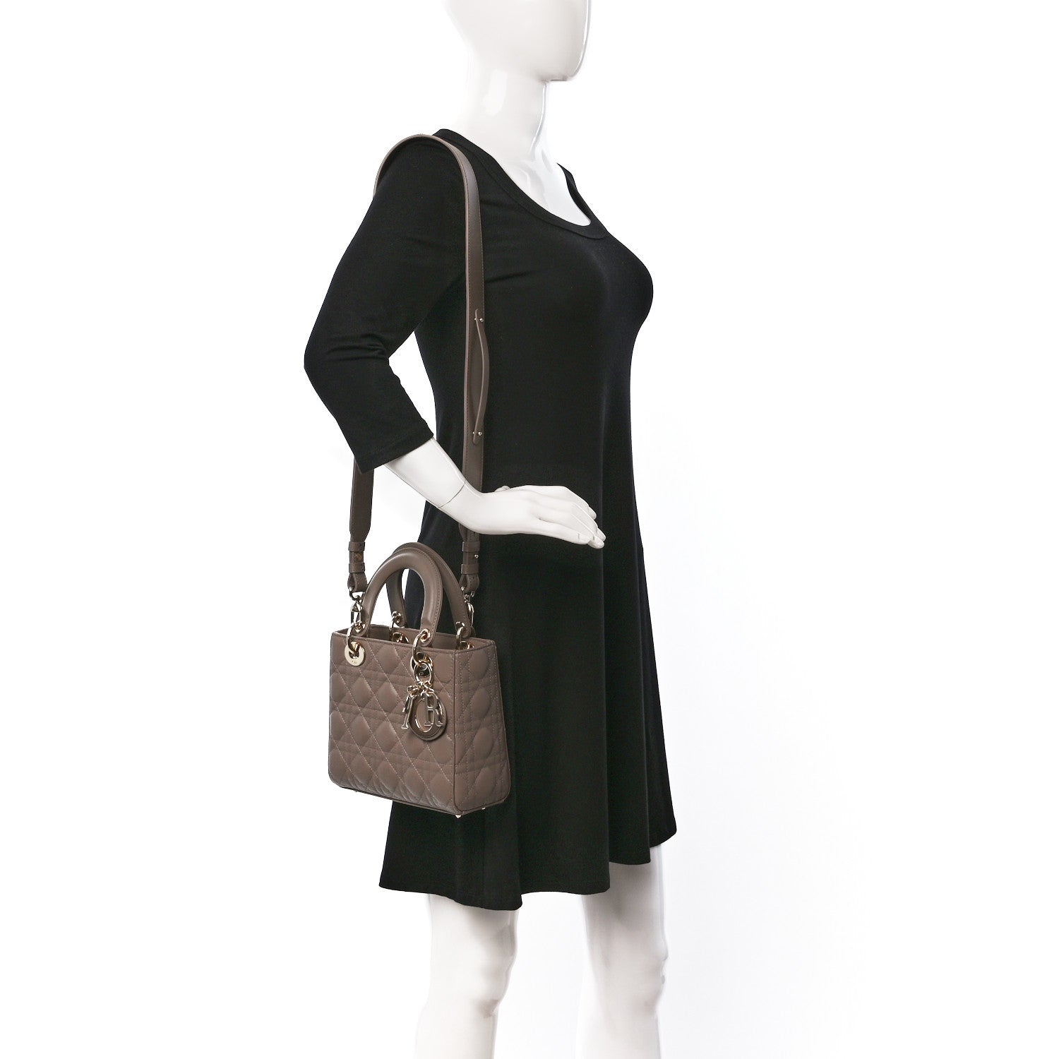 Christian Dior Lambskin Cannage Small My ABCDior Lady Dior Warm Taupe 3 of 10