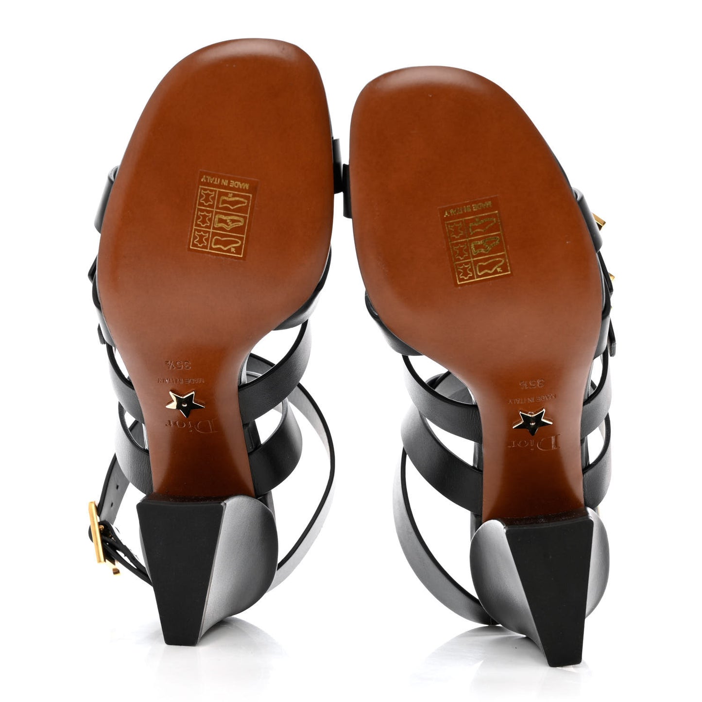 Calfskin Double D 70mm Sandals 35.5 Black
