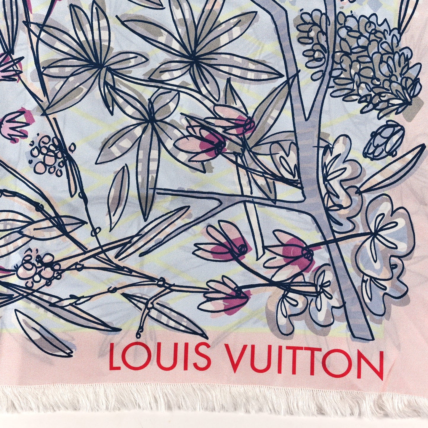 Silk Square Scarf Pink Blue