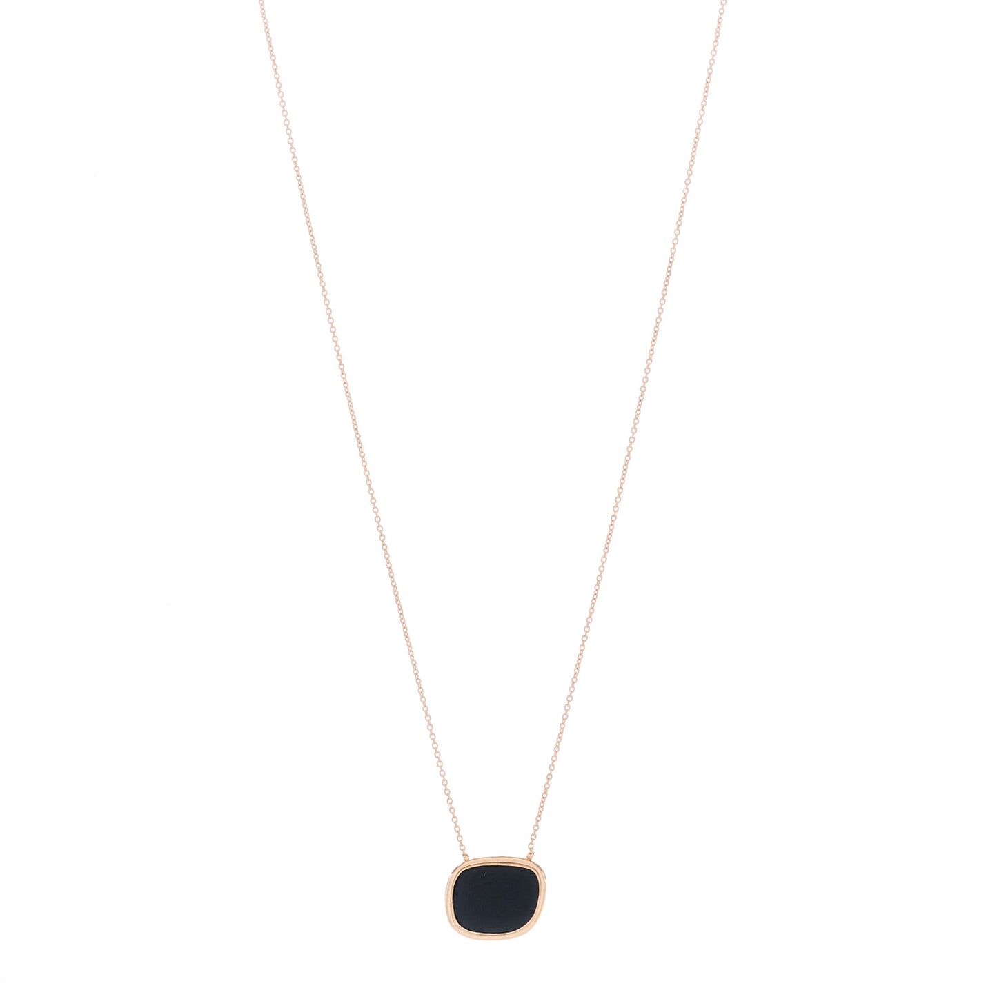 18K Rose Gold Black Jade Amphibole Pendant Necklace