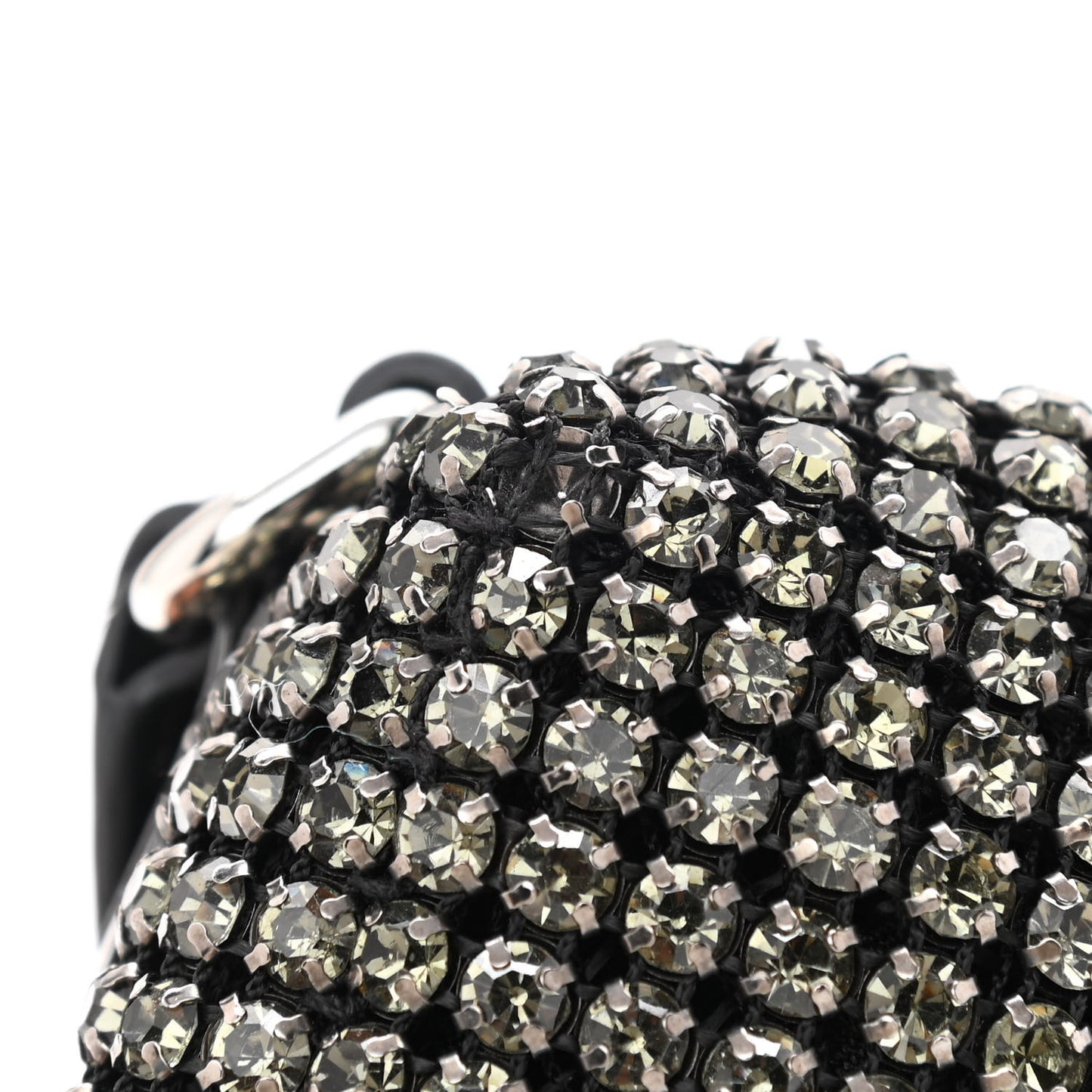 Mesh Crystal Rhinestone Mini Heiress Pouch Black Silver