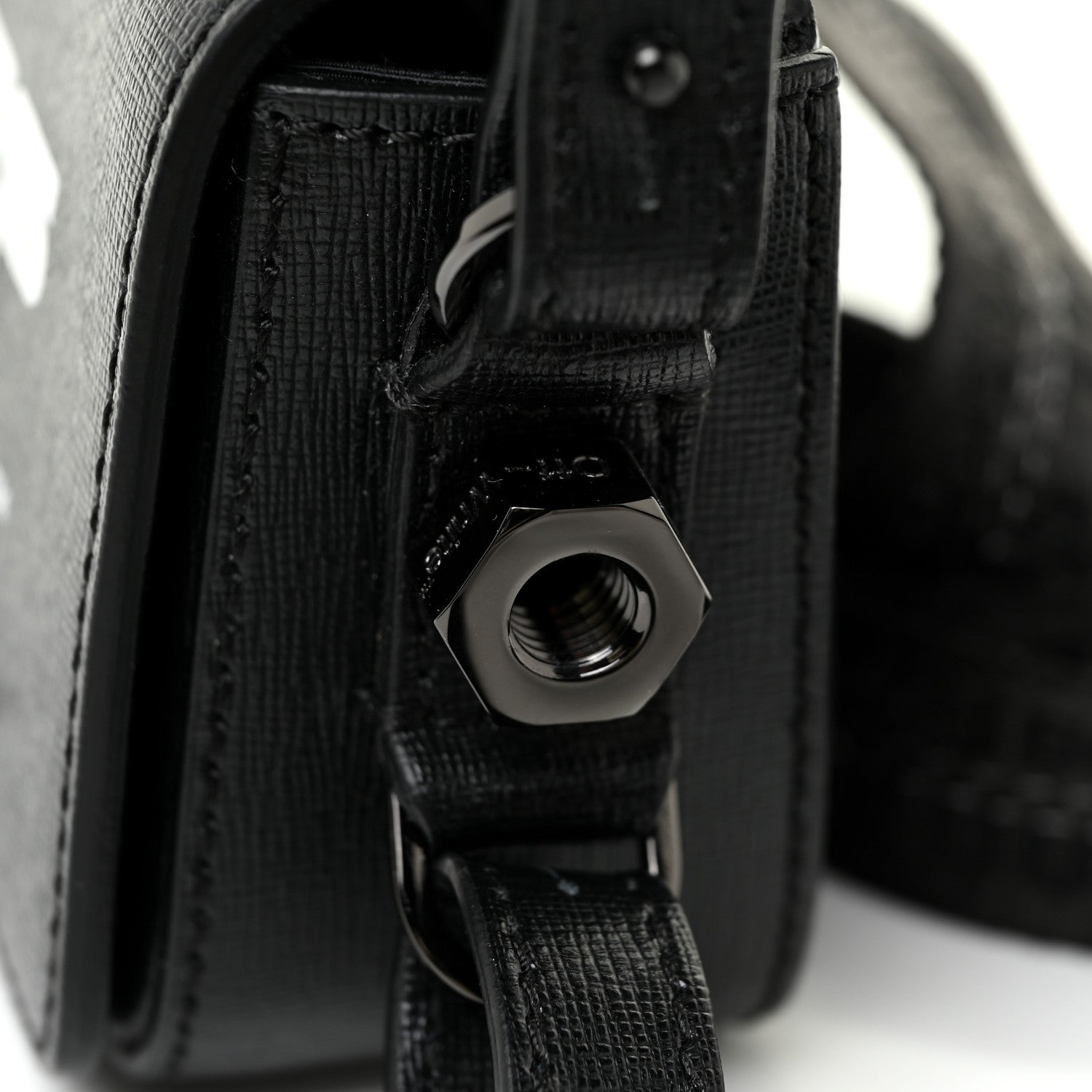 Off-White Saffiano Logo Baby Flap Bag Black White 7 of 14