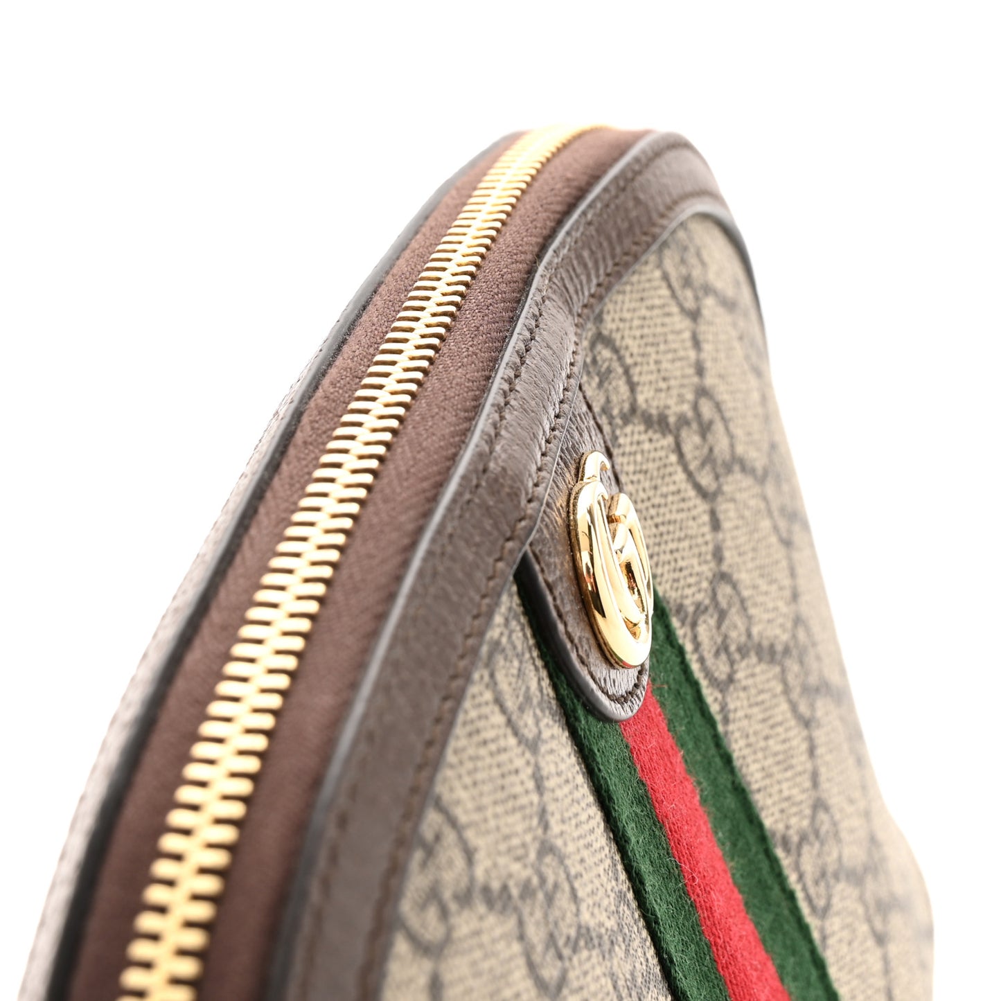 GG Supreme Monogram Textured Calfskin Web Large Ophidia Cosmetic Case Beige Ebony New Acero