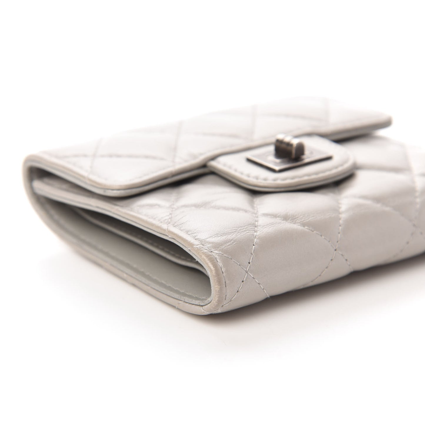 Aged Calfskin Quilted Reissue Compact Wallet Grey