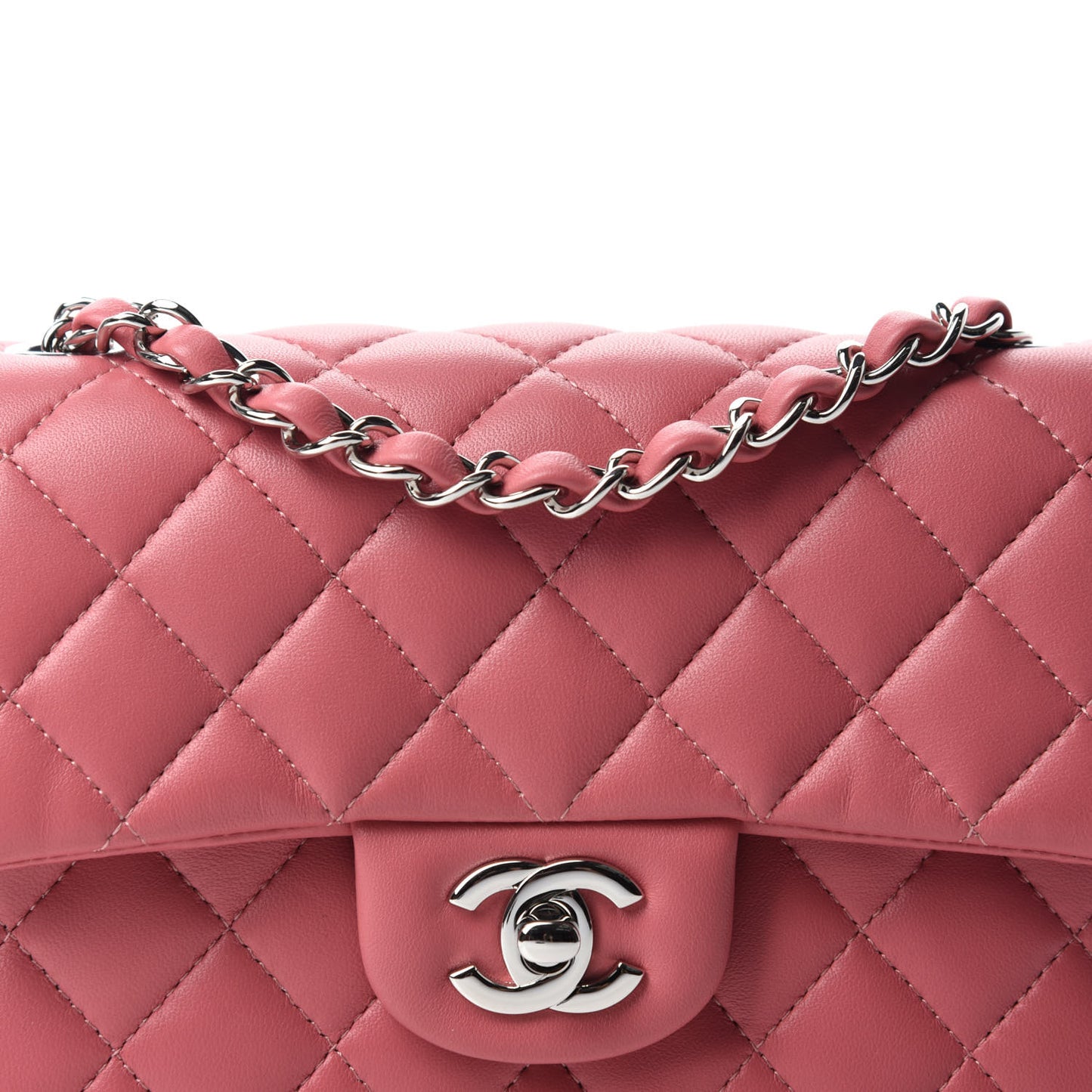 Lambskin Quilted Mini Rectangular Flap Pink