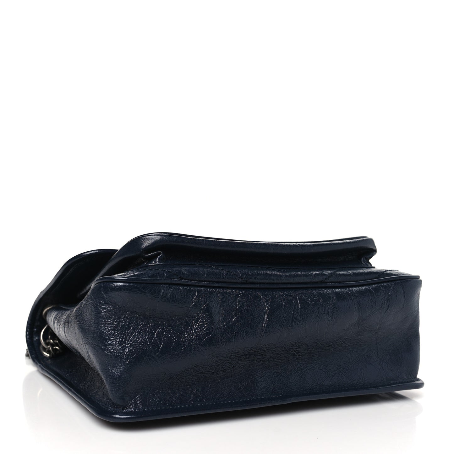 Crinkled Calfskin Matelasse Monogram Medium Niki Chain Satchel Deep Marine