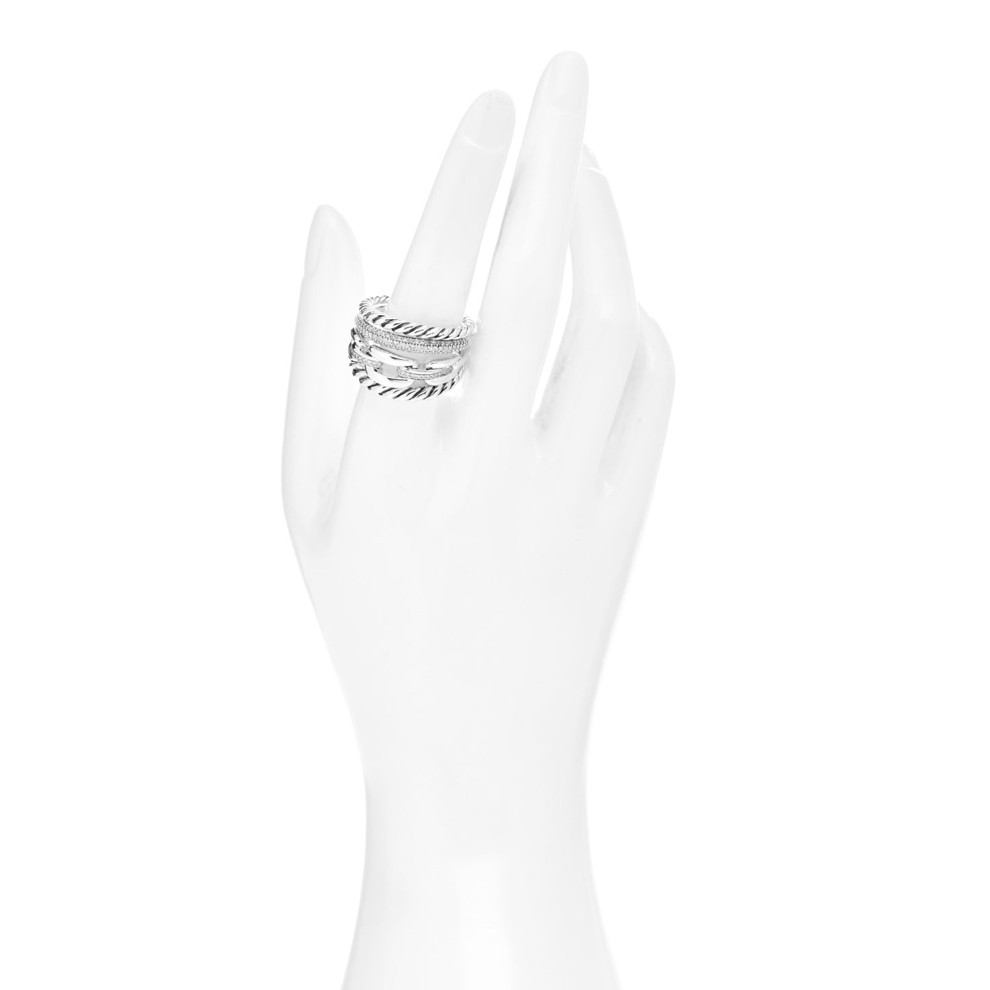 Sterling Silver Diamond Wellesley Four-Row Ring 60 9