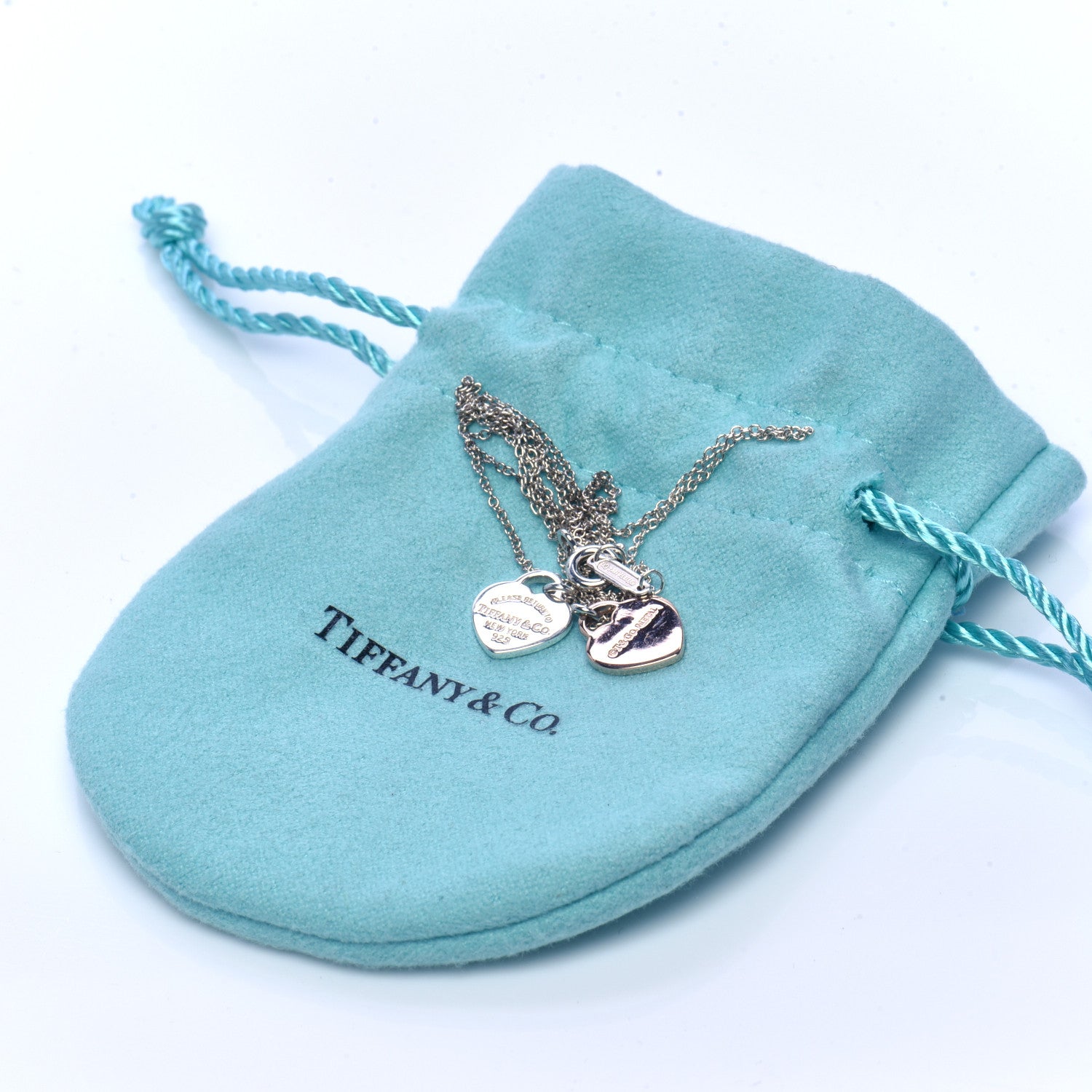 Tiffany Sterling Silver Rubedo Mini Return to Tiffany Double Heart Tag Pendant Necklace 7 of 7