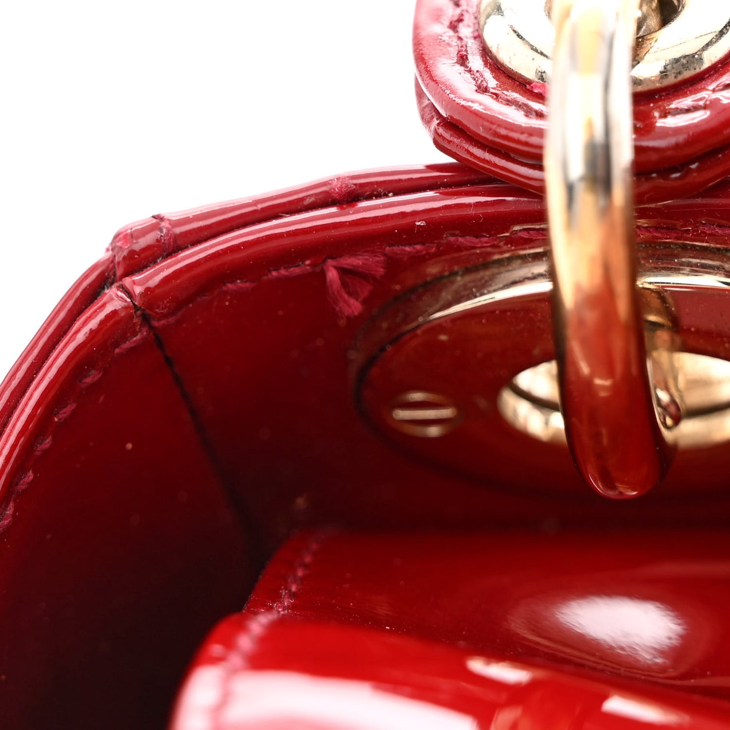 Patent Cannage Mini Lady Dior Red