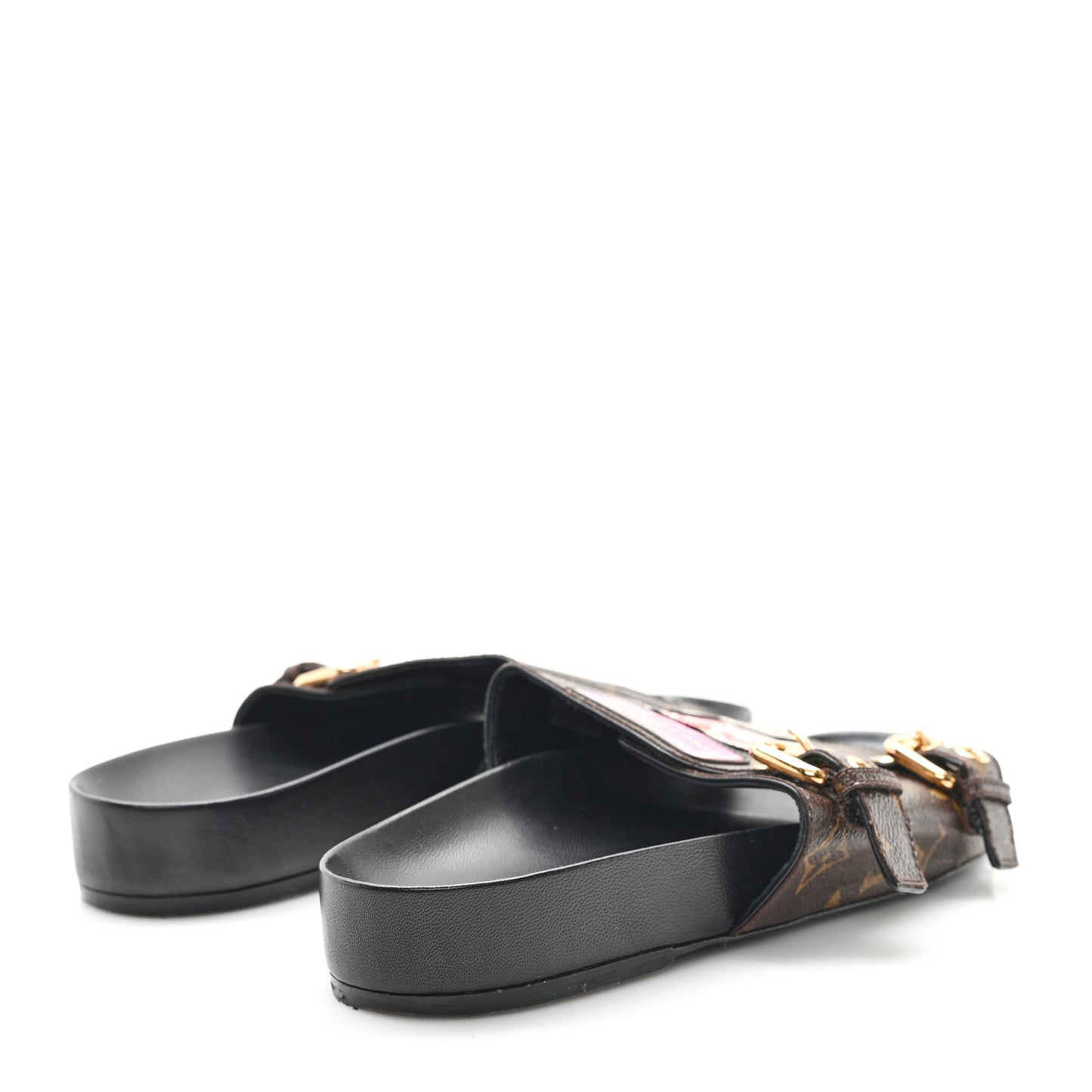 Monogram Patch Work World Tour Bom Dia Flat Mule 37 Black