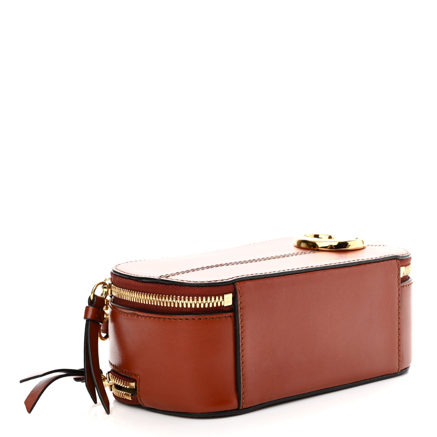 Shiny Calfskin Mini Vanity C Bag Sepia Brown