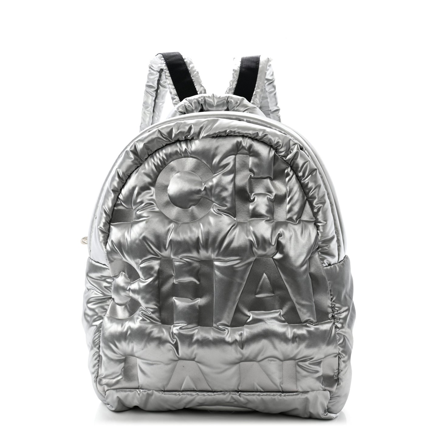 Nylon Embossed Small Doudoune Backpack Silver