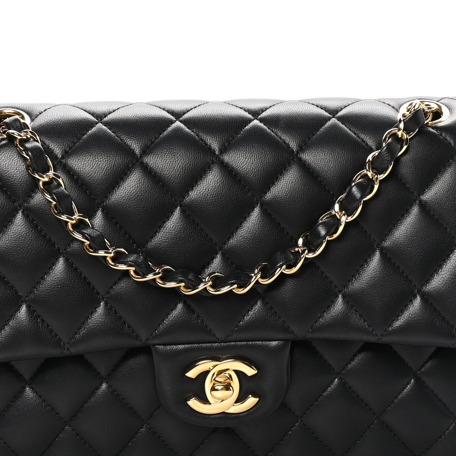 Chanel Lambskin Quilted Medium Double Flap Black 8 of 11