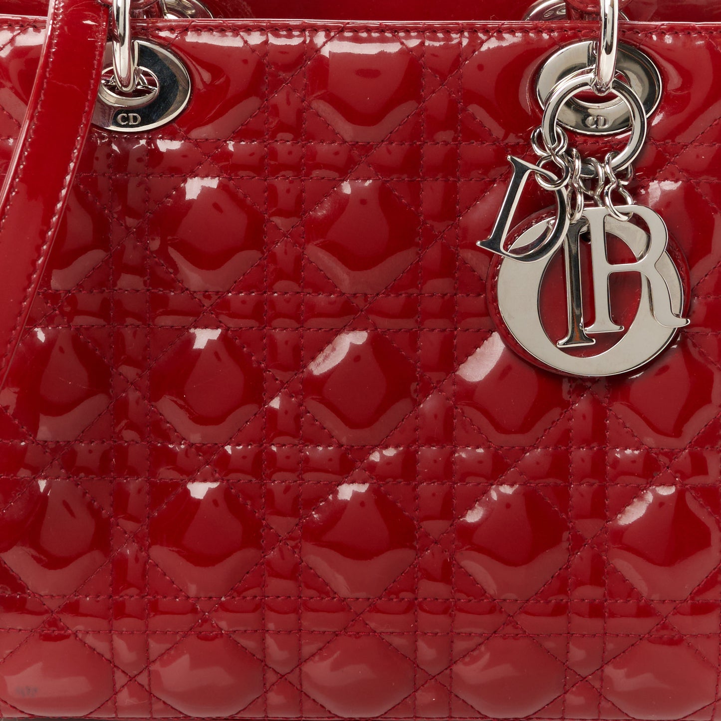 Patent Cannage Medium Lady Dior Red