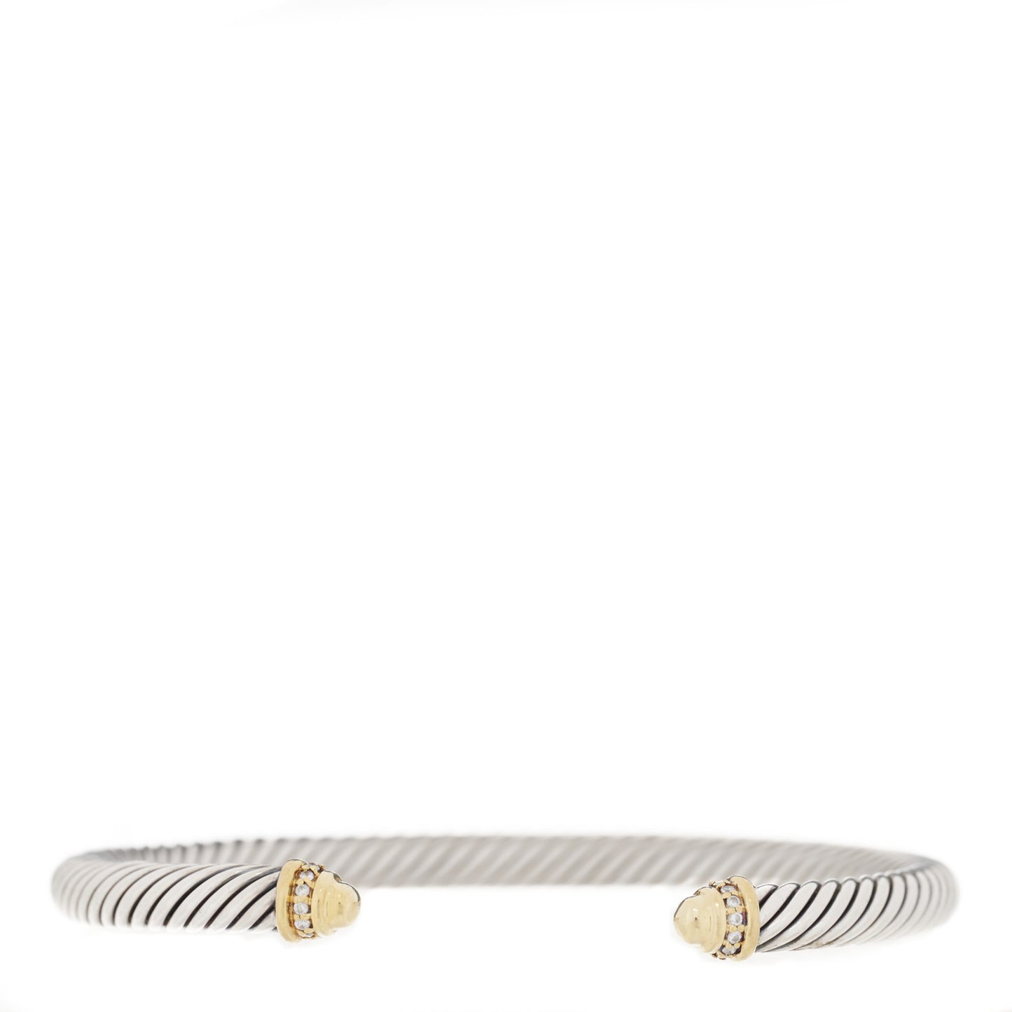 Sterling Silver 18K Yellow Gold Diamond 5mm Cable Classics Bracelet