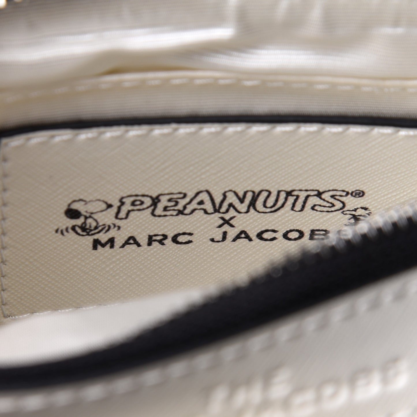 X Peanuts Saffiano Small Snoopy Snapshot Camera Bag White Black