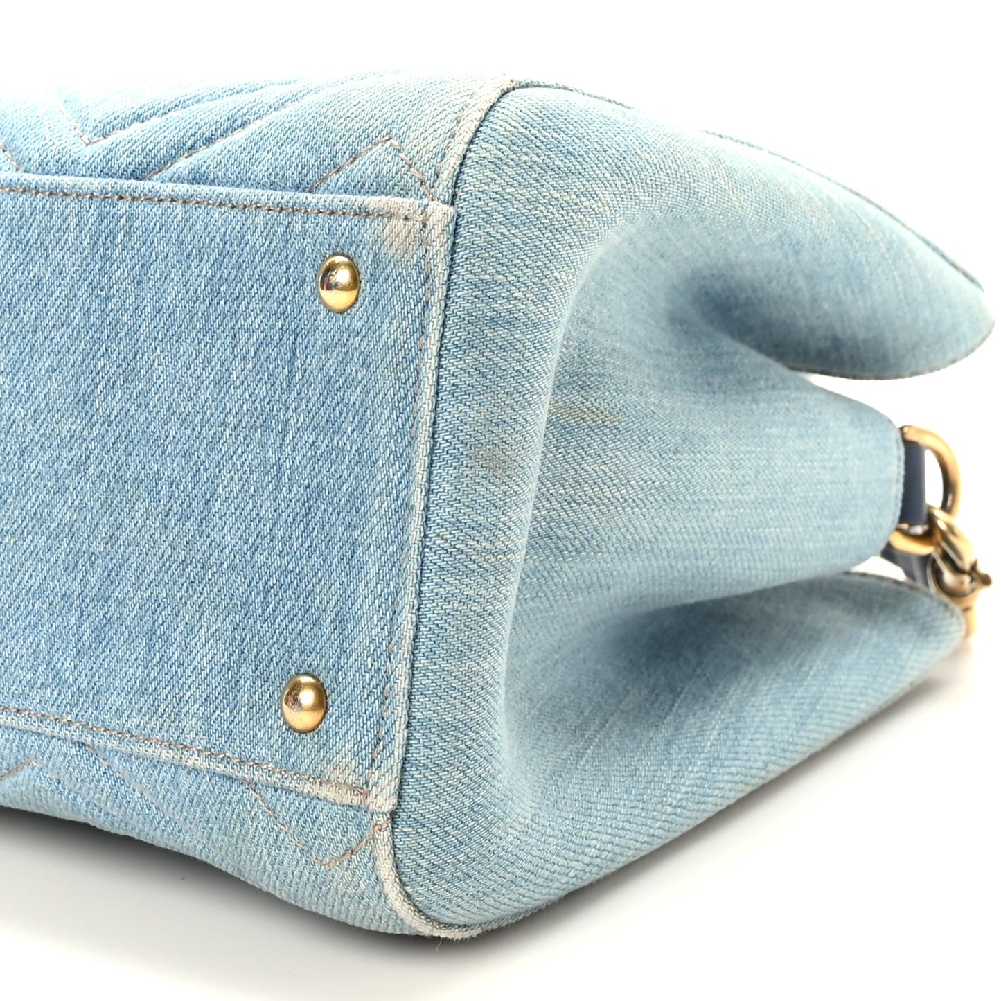 Denim Matelasse Small Pearly GG Marmont Tote Blue