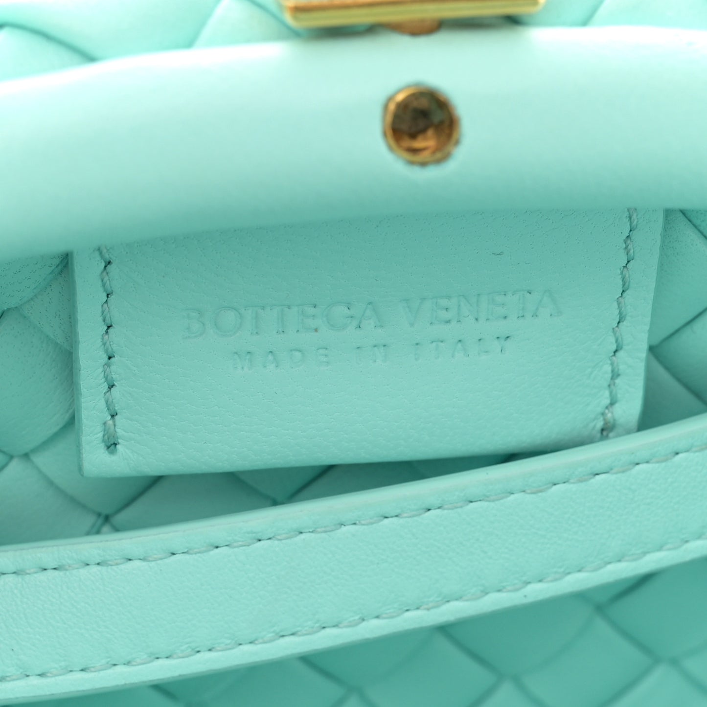 Nappa Intreccio Mini Padded Handle Bag Celadon