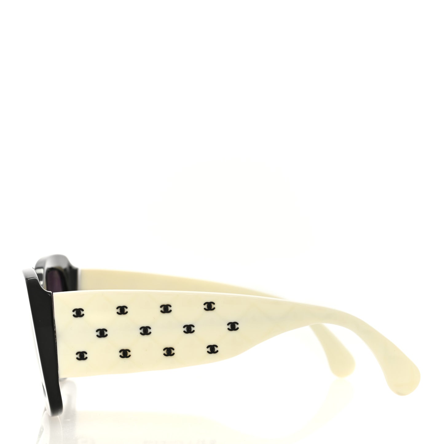 Acetate Quilted CC Rectangle Sunglasses 5483-A White Black