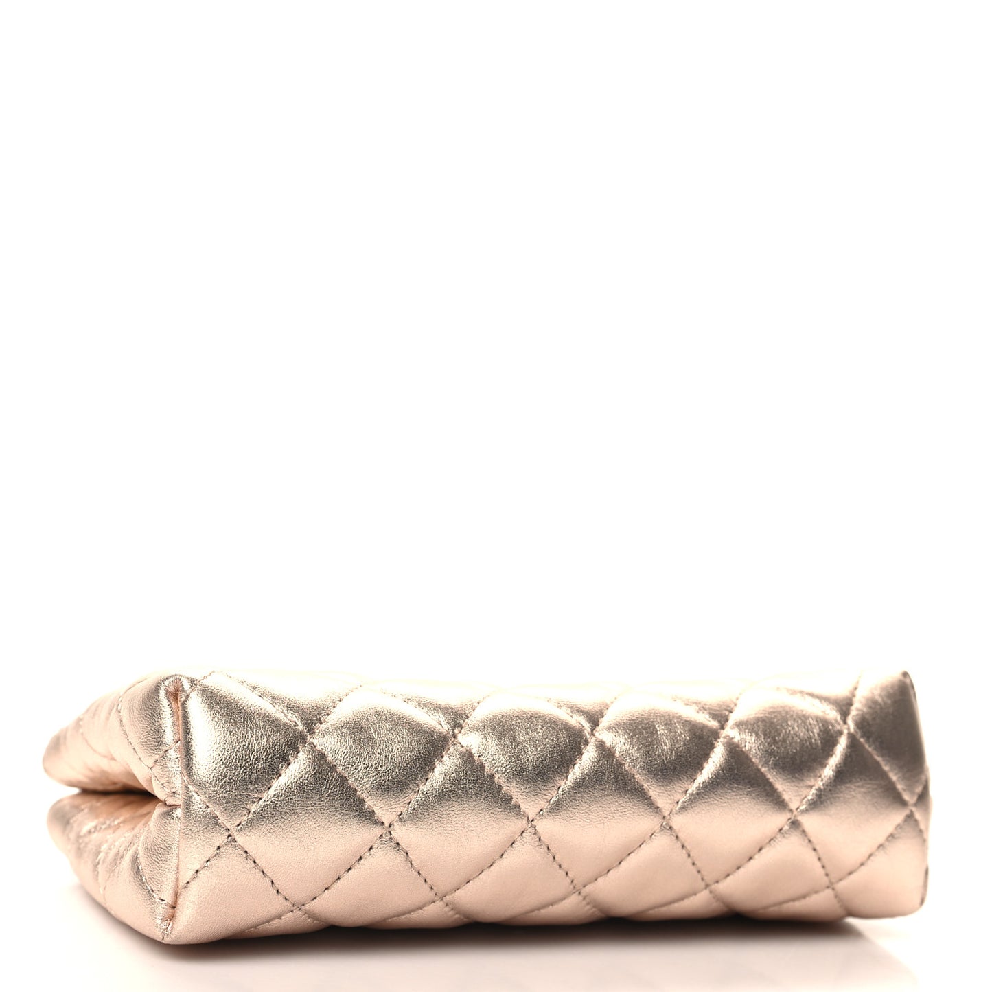 Metallic Lambskin Quilted Cosmetic Pouch Gold