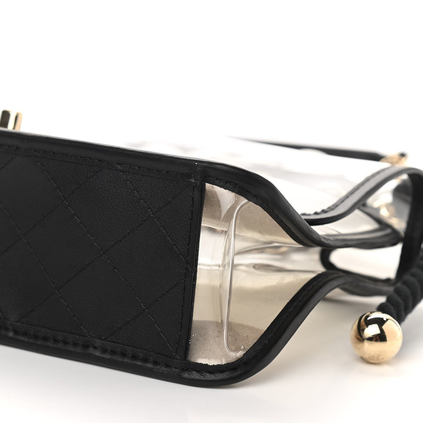 Lambskin PVC Sand By The Sea Flap With Pearl Strap Black