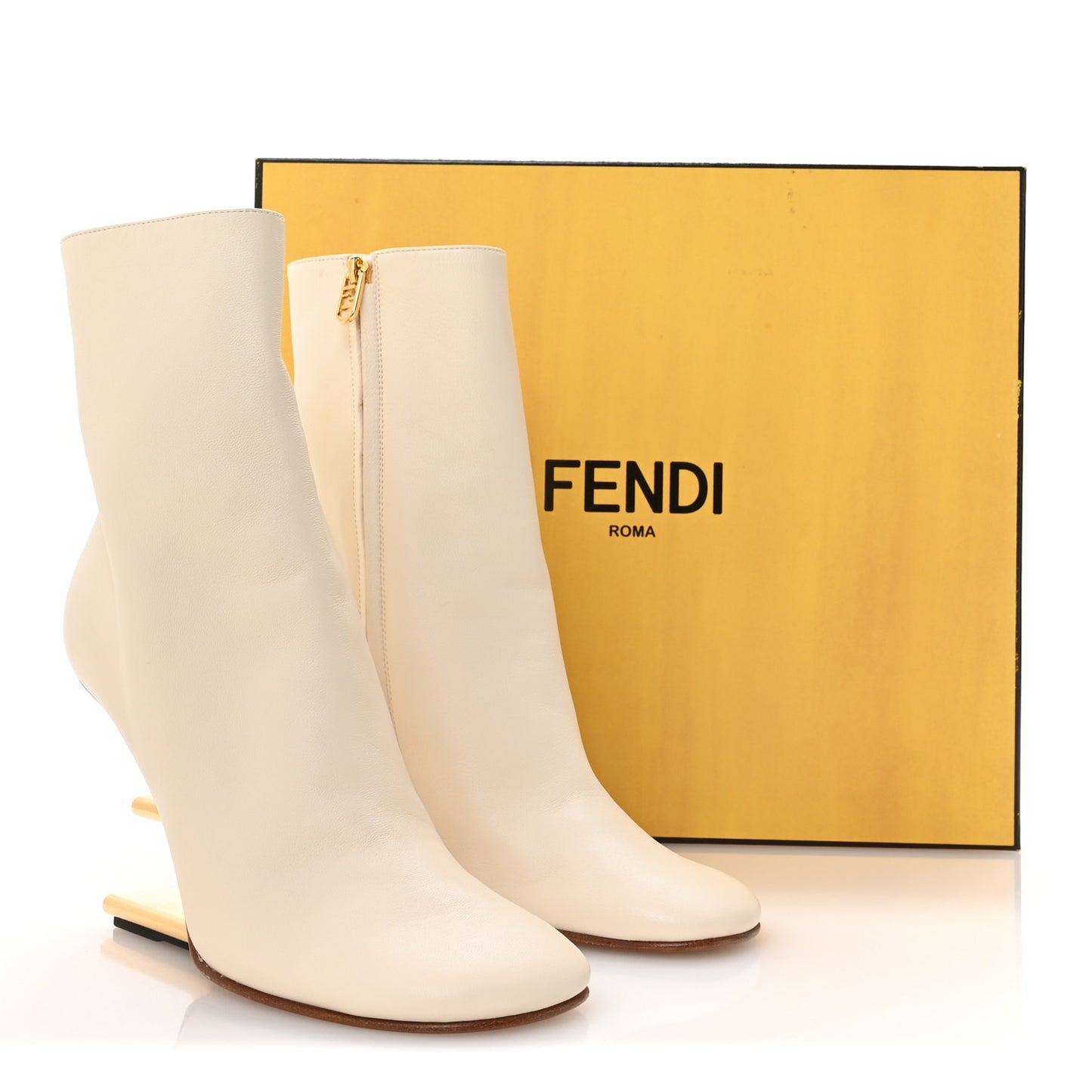 Nappa Fendi First 95mm Booties 40 White