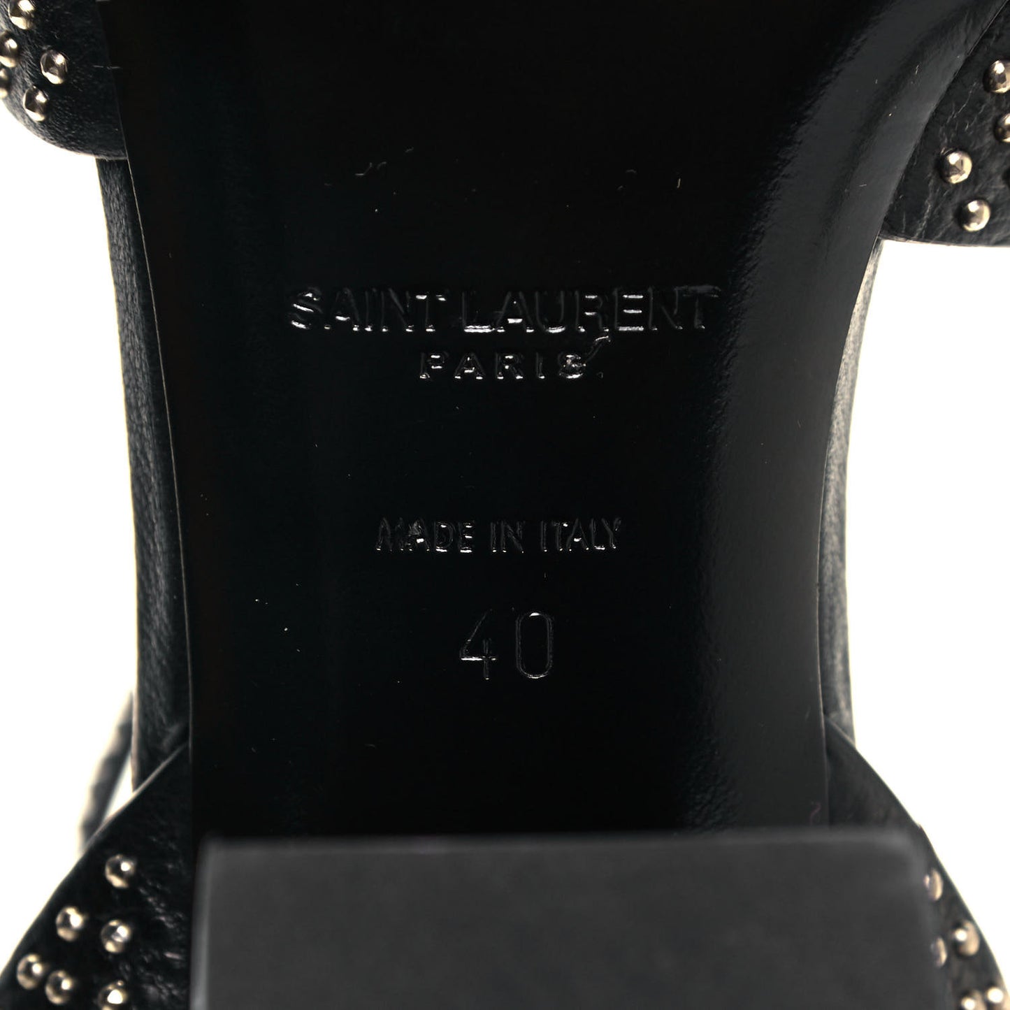 Calfskin Studded Oak 75 Sandals 40 Black