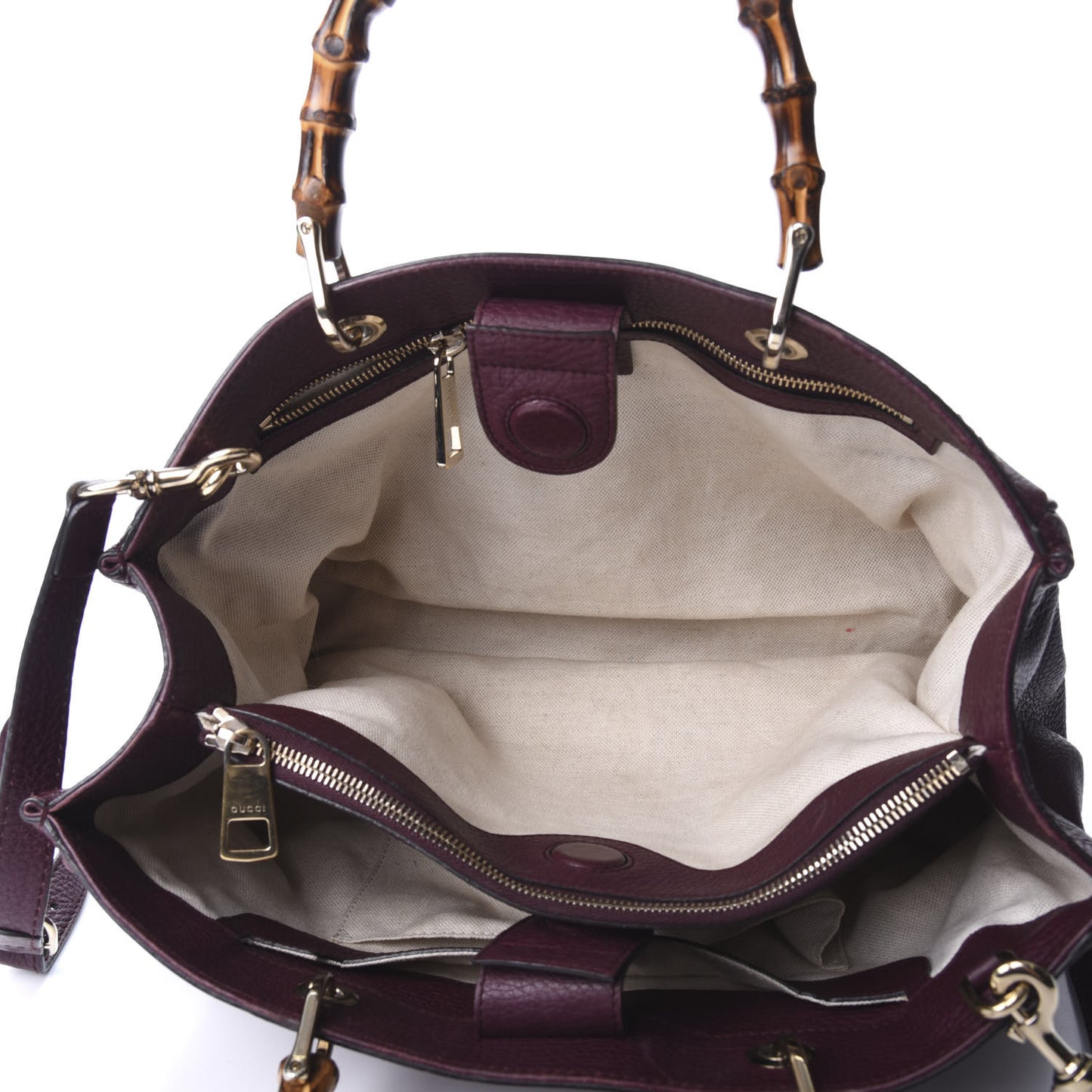 Pebbled Calfskin Medium Bamboo Shopper Tote Burgundy