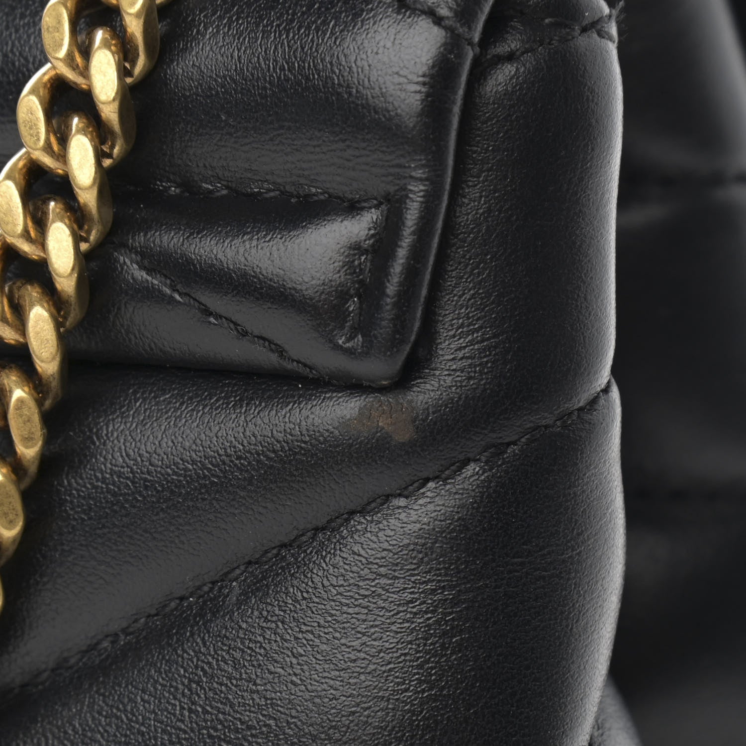 Saint Laurent Calfskin Y Quilted Monogram Small Loulou Chain Satchel Black 14 of 15