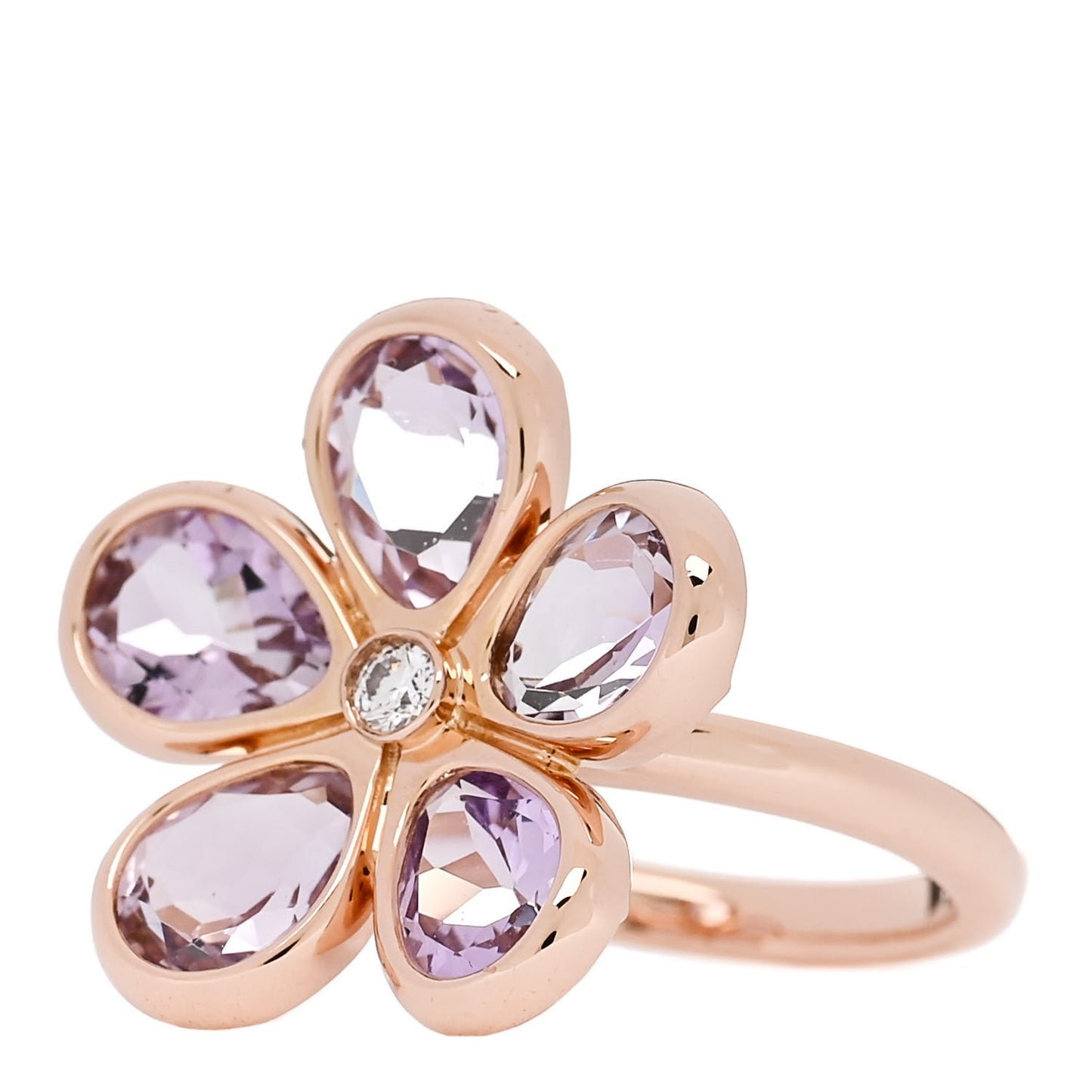 18K Rose Gold Diamond Amethyst Sparklers Flower Ring 46 3.75