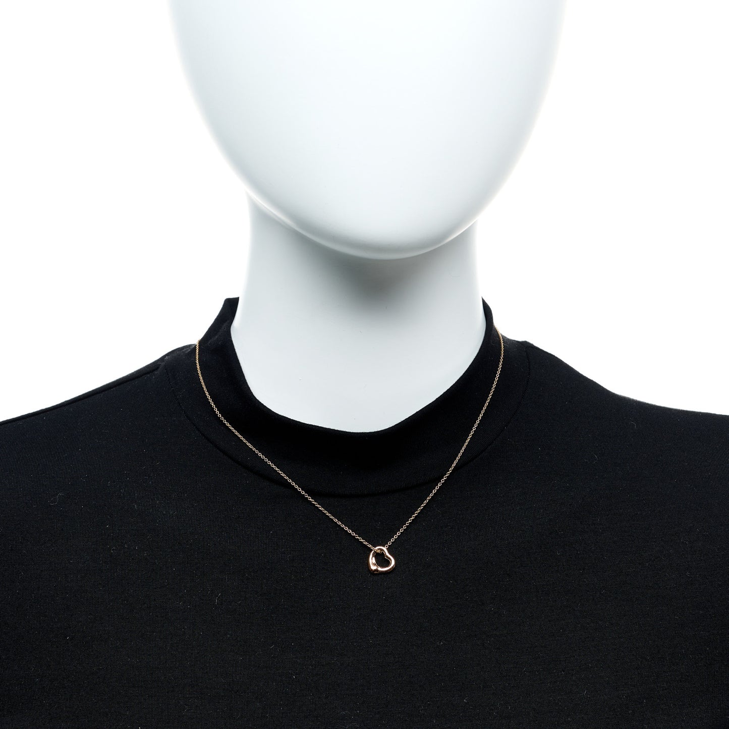 18K Rose Gold 11mm Elsa Peretti Open Heart Pendant Necklace