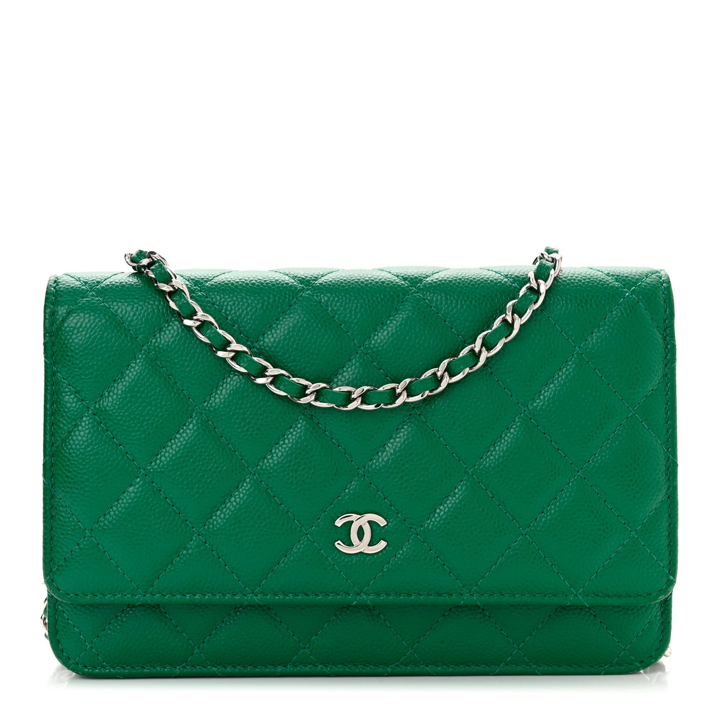 Caviar Quilted Wallet On Chain WOC Green