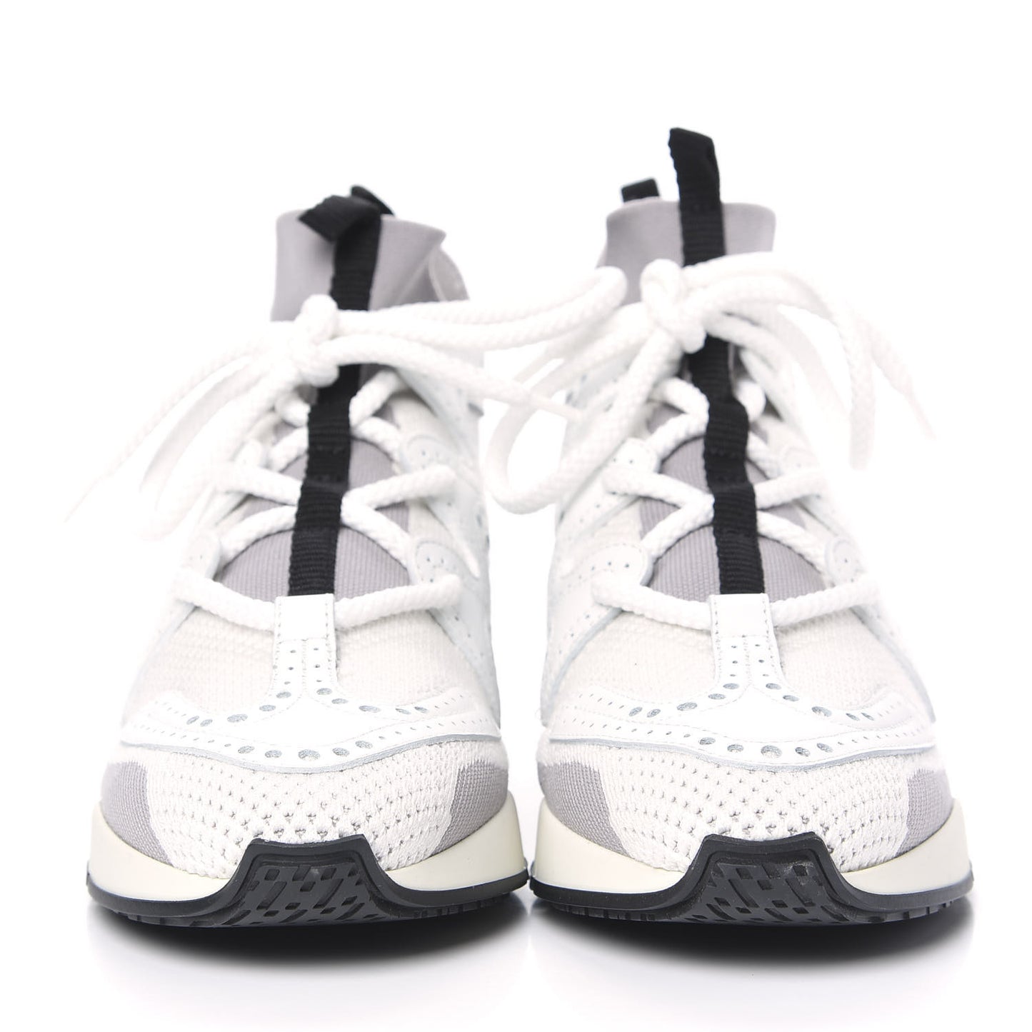 Mesh Calfskin Action Sneakers 38 Gris Clair Multicolor