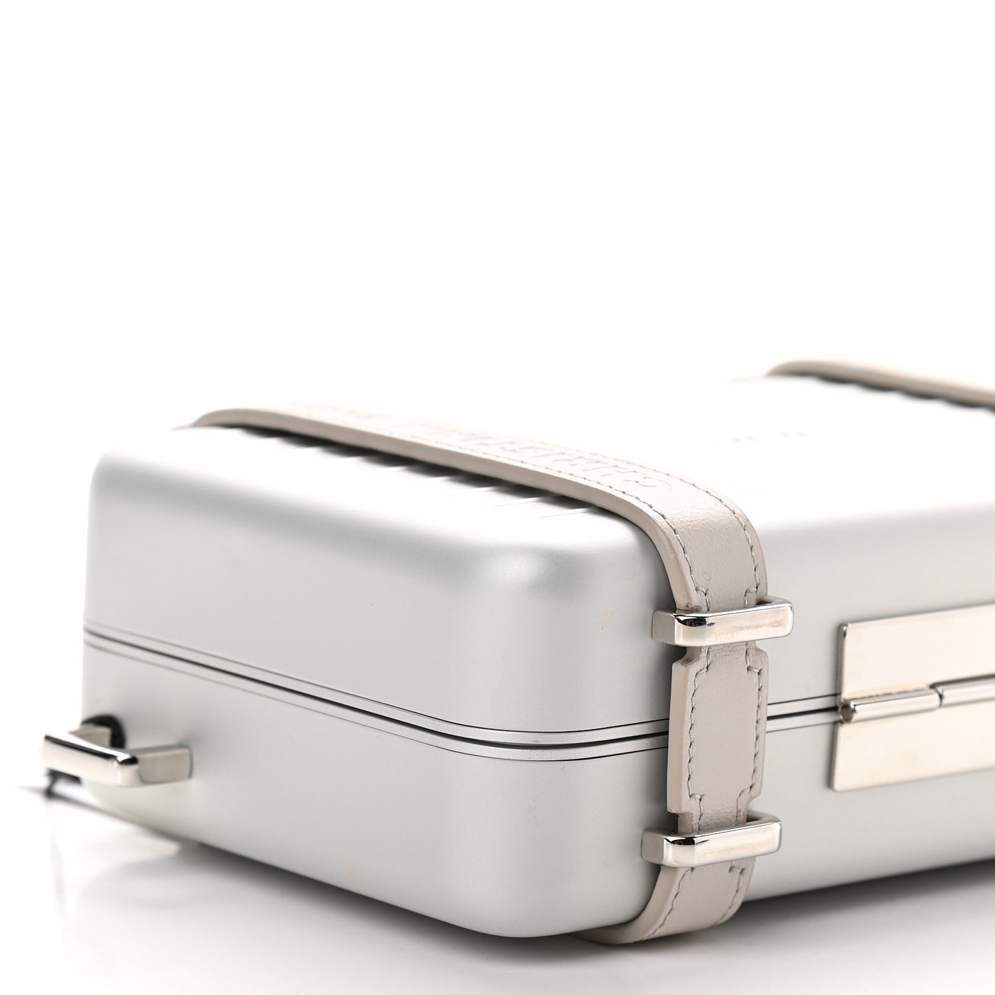 X RIMOWA Aluminum Personal Clutch On Strap Silver
