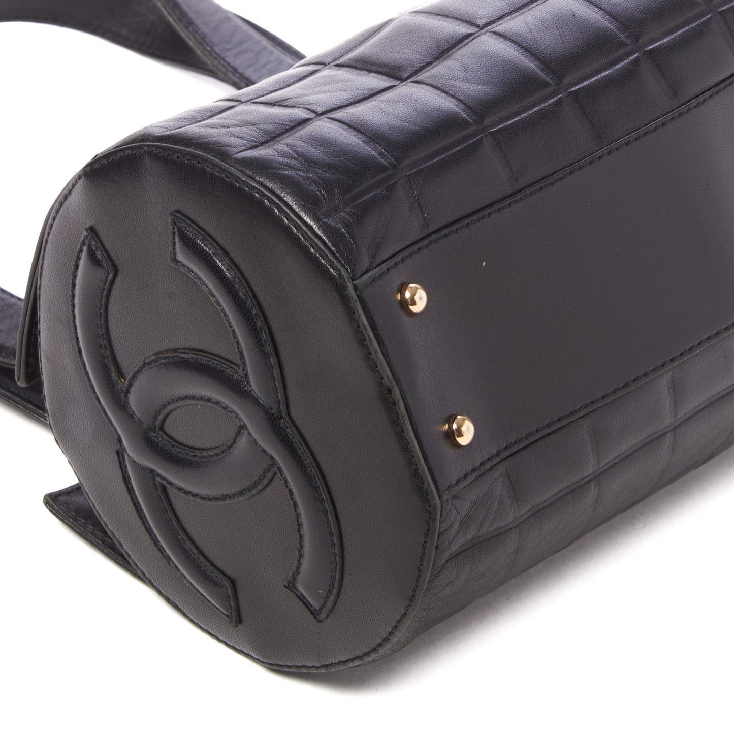 Lambskin Chocolate Bar Quilted CC Shoulder Bag Black