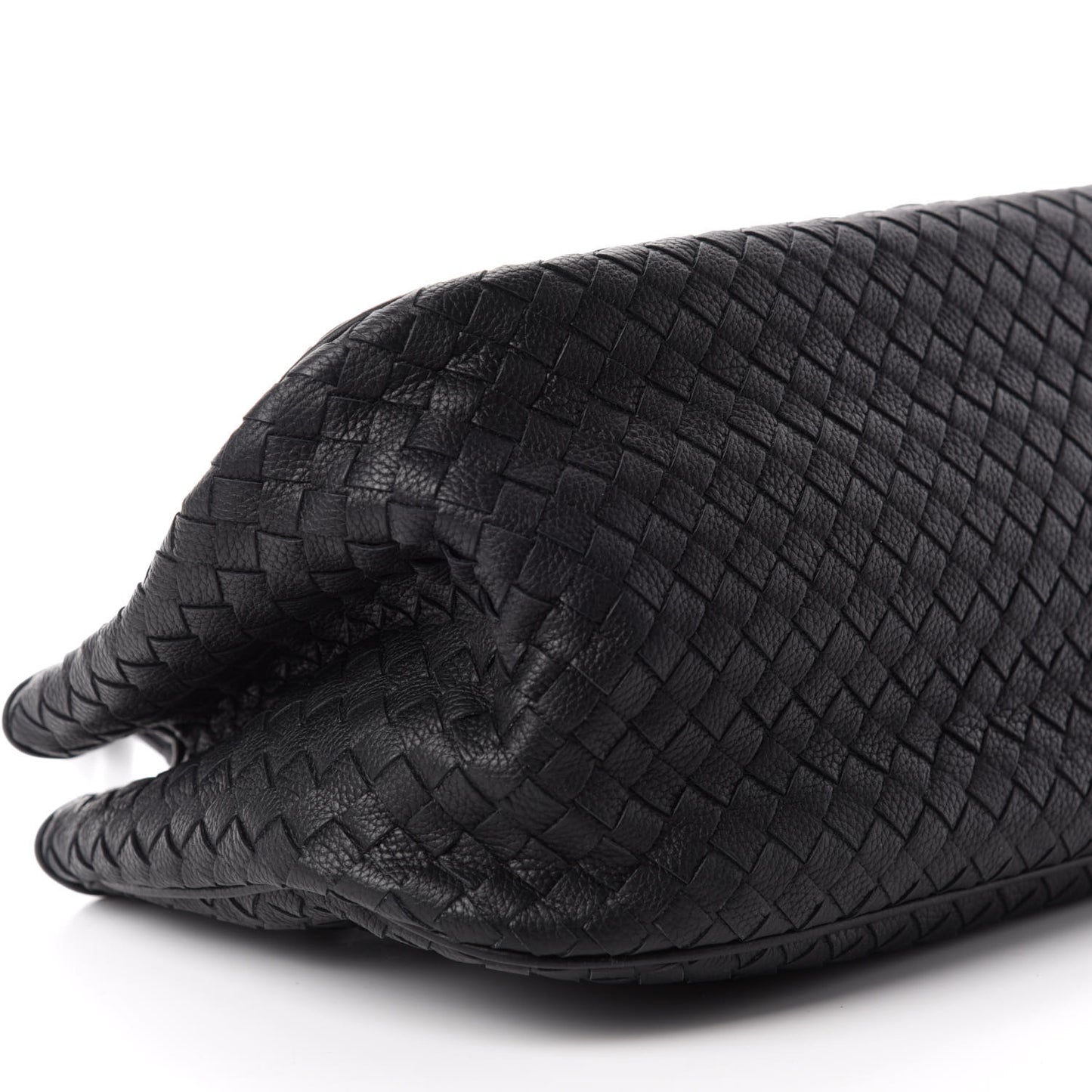 Grainy Calfskin Intrecciato Woven Tote Black