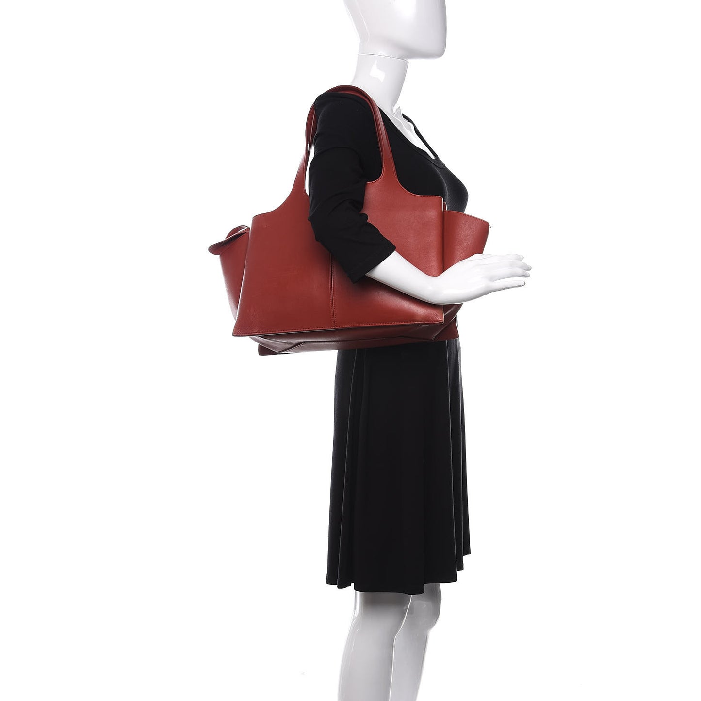 Calfskin Medium Tri-Fold Bag Red Wood