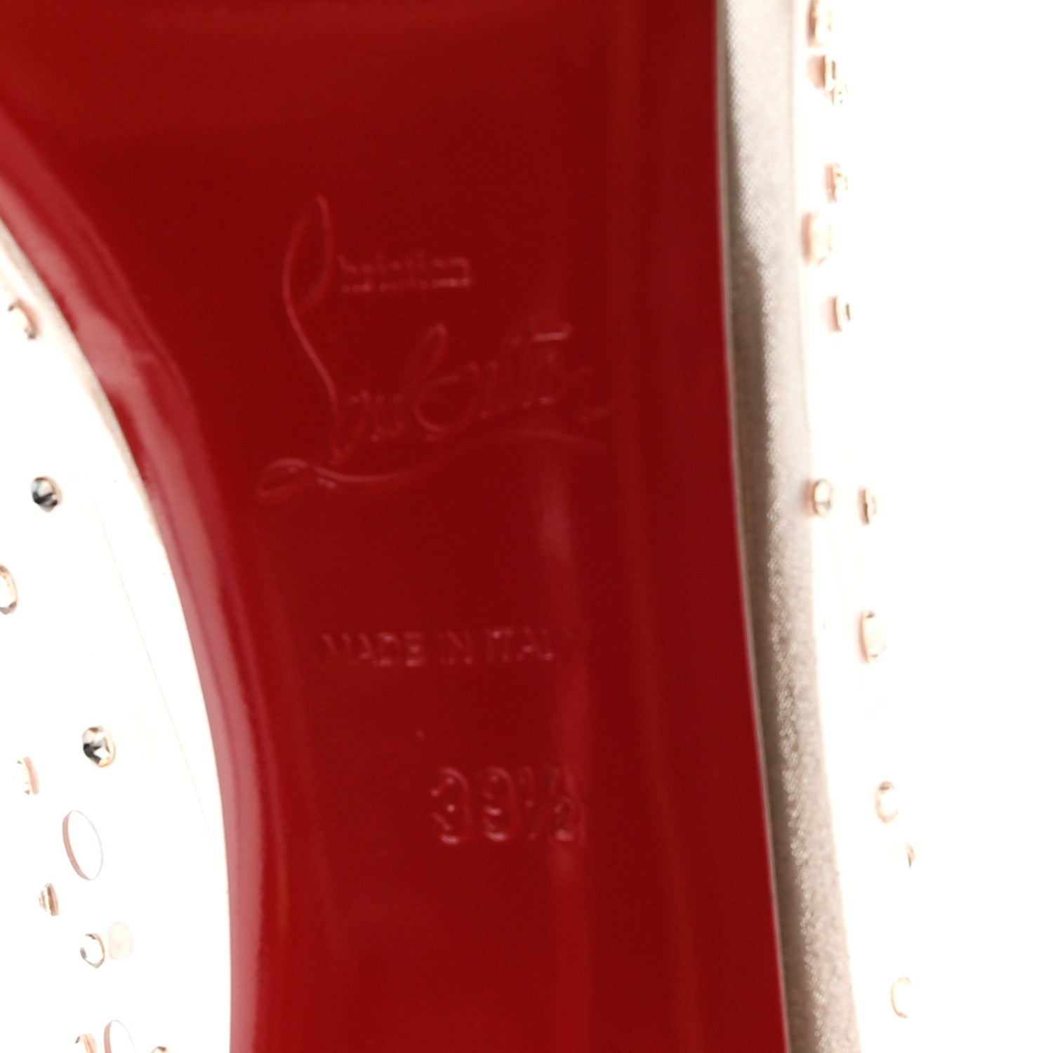 Christian Louboutin PVC Suede Lame Very Strass 100 Peep Toe Pumps 38.5 Version Poudre 7 of 9