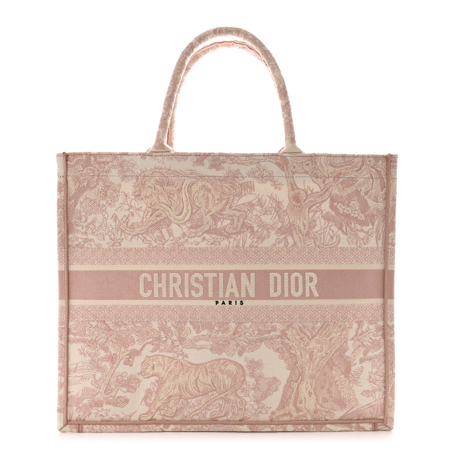 Christian Dior Canvas Toile De Jouy Embroidered Large Book Tote Pink 1 of 10