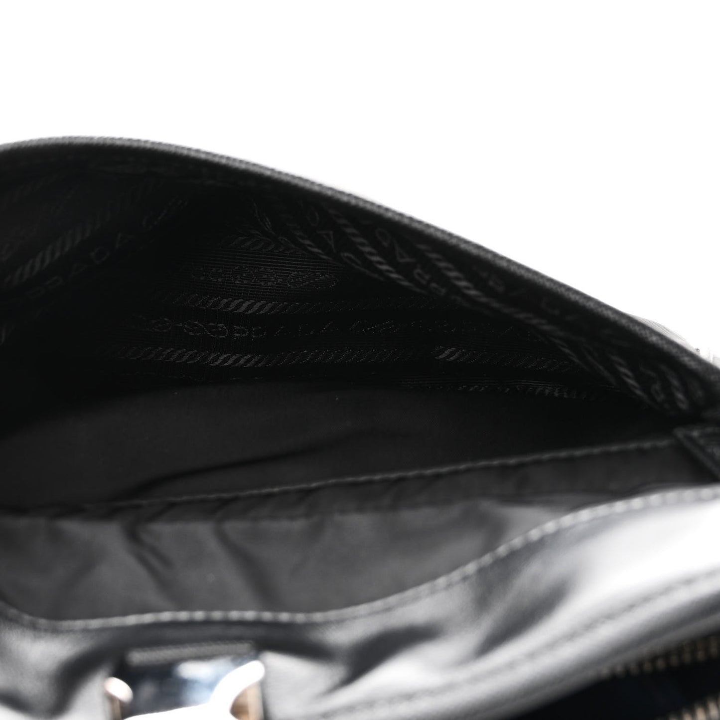 Re-Nylon Saffiano Pocket Single Snap Buckle Shoulder Bag Black