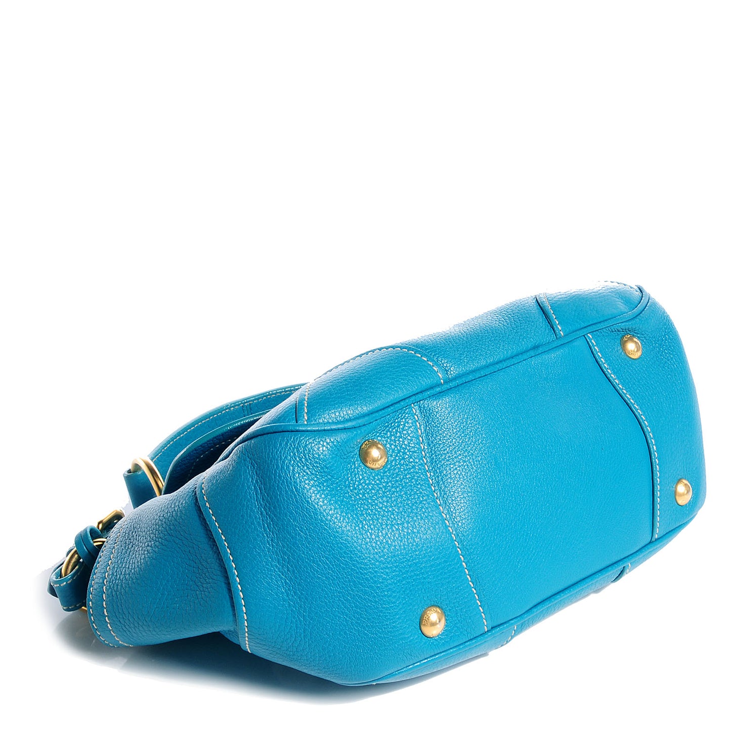 Vitello Daino Pushlock Flap Shoulder Bag Turchese