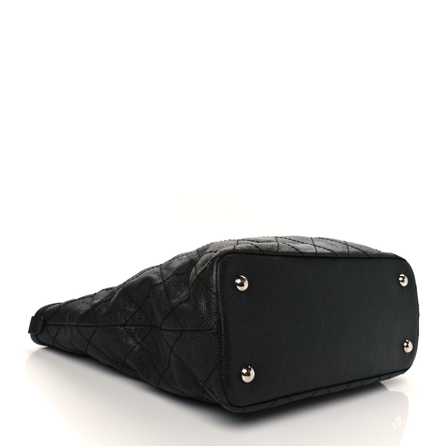 Grained Calfskin Quilted Small Daily Shopping Tote Black