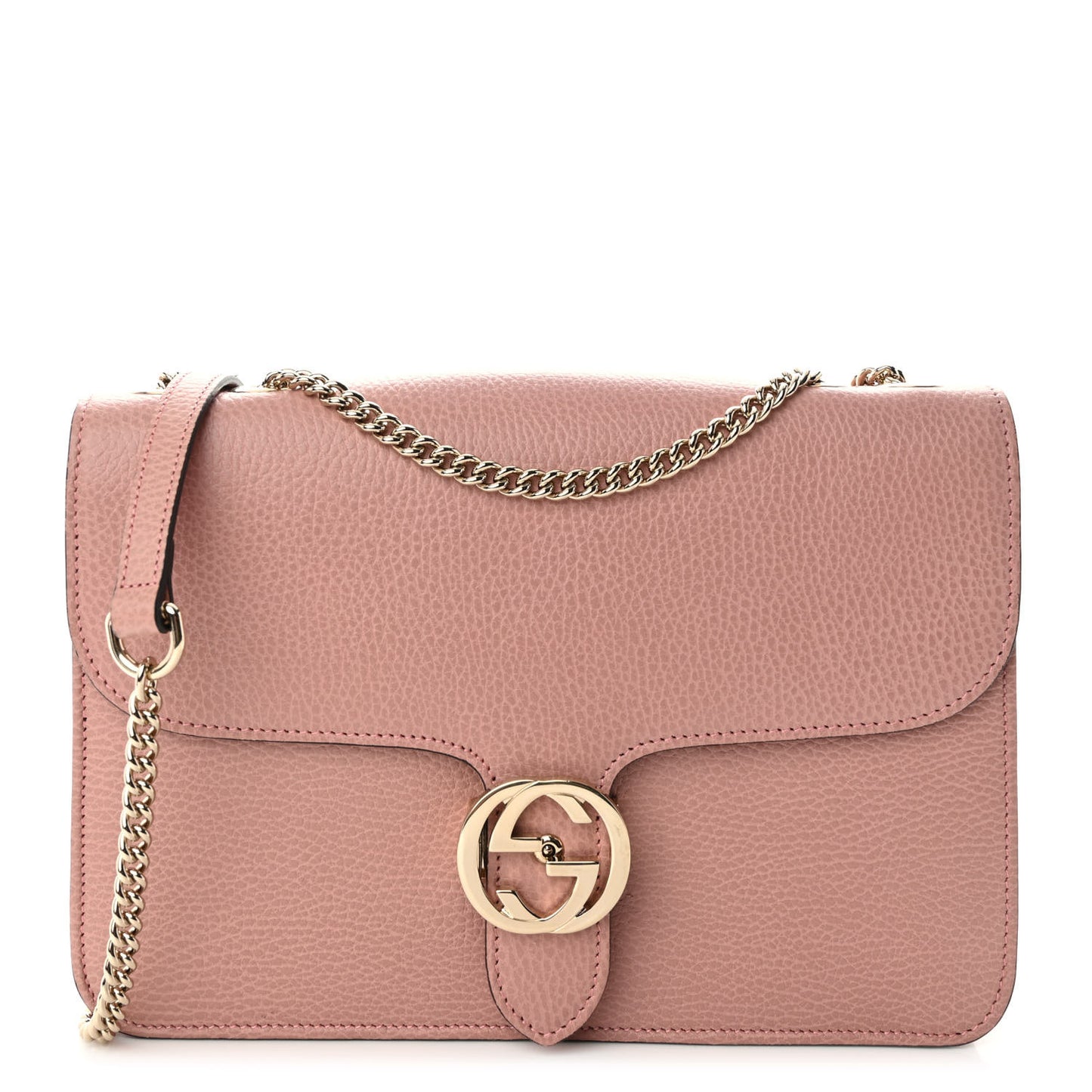 Dollar Calfskin Interlocking G Shoulder Bag Soft Pink