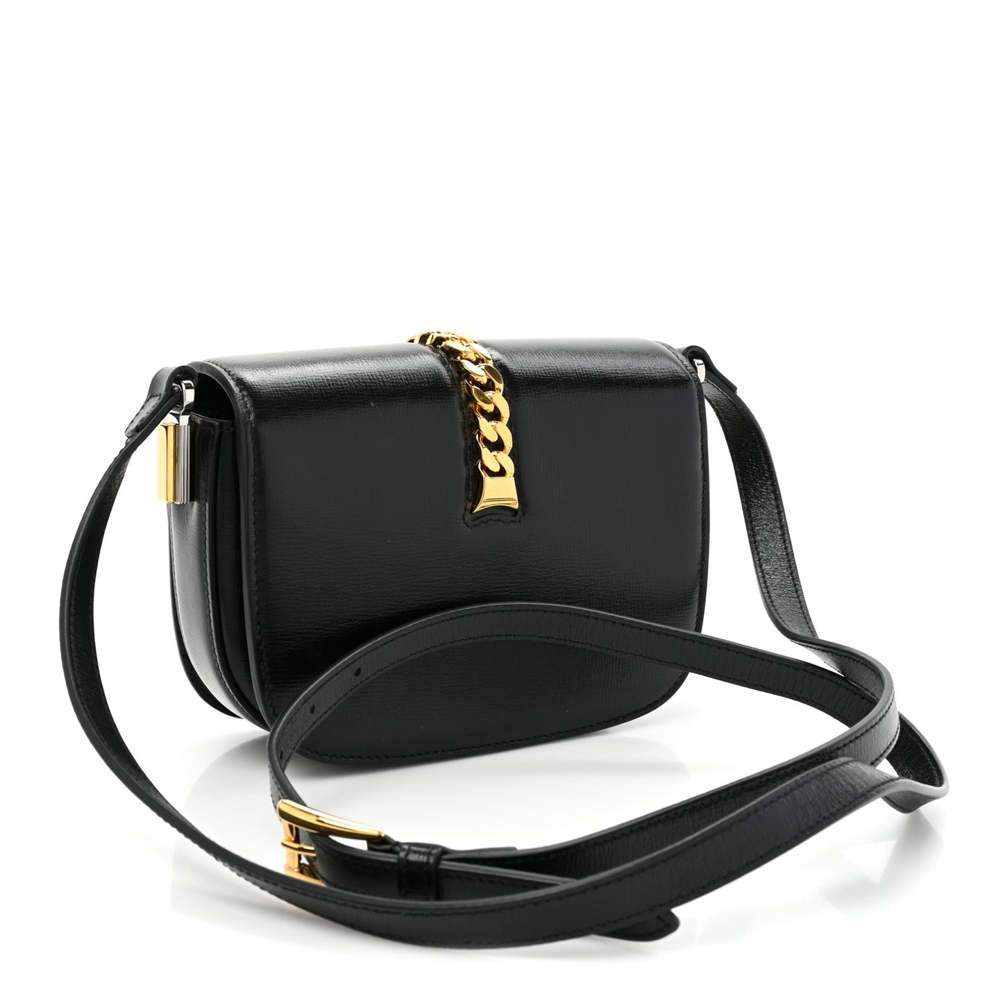 Azalea Calfskin Mini Sylvie 1969 Flap Messenger Bag Black