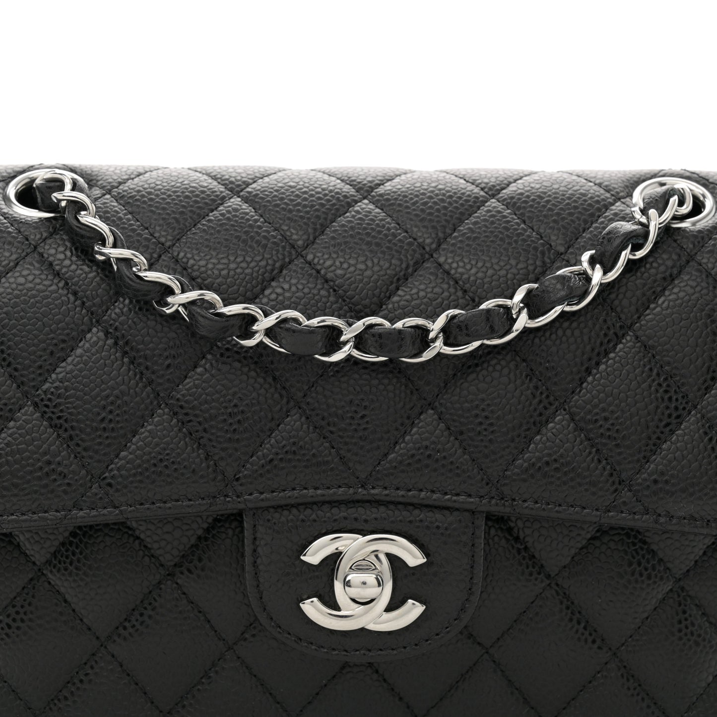 Caviar Quilted Small Double Flap Black