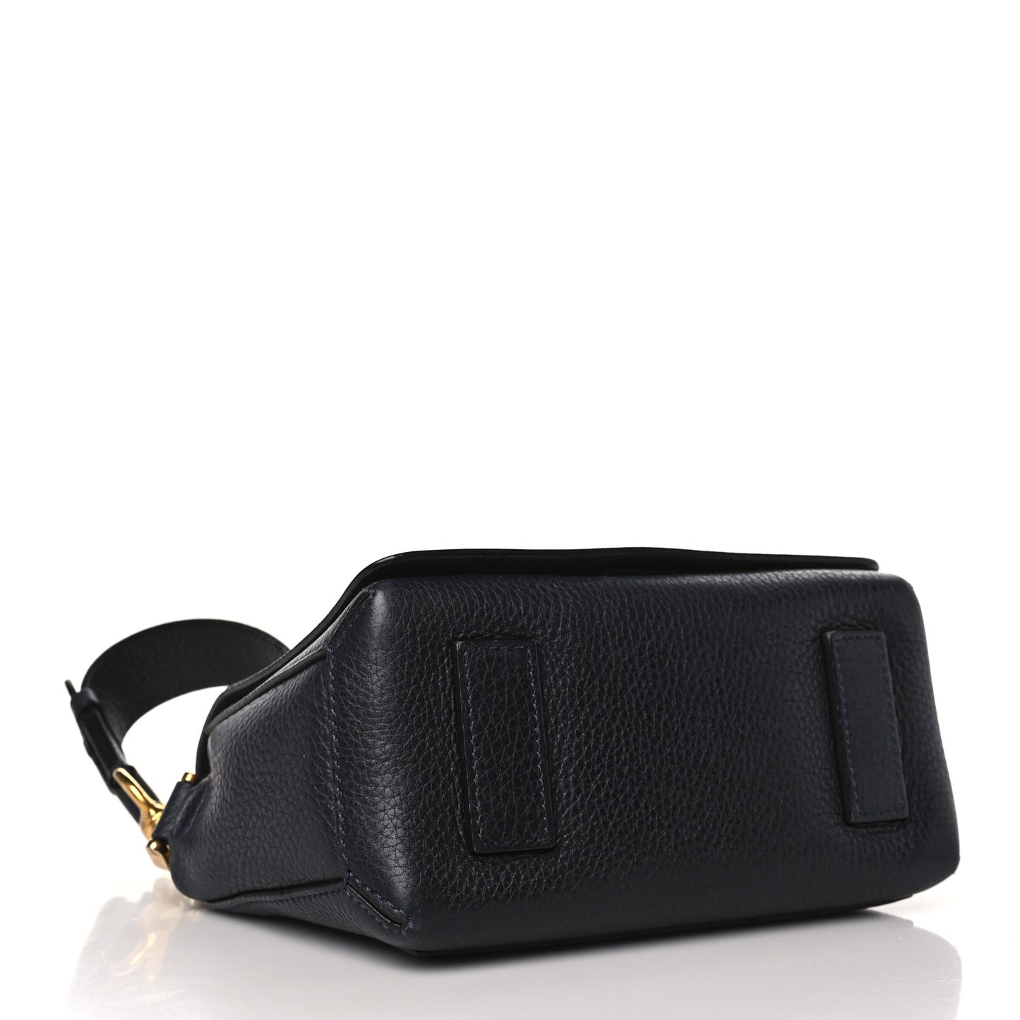 Grained Calfskin Box Messenger Bag Navy