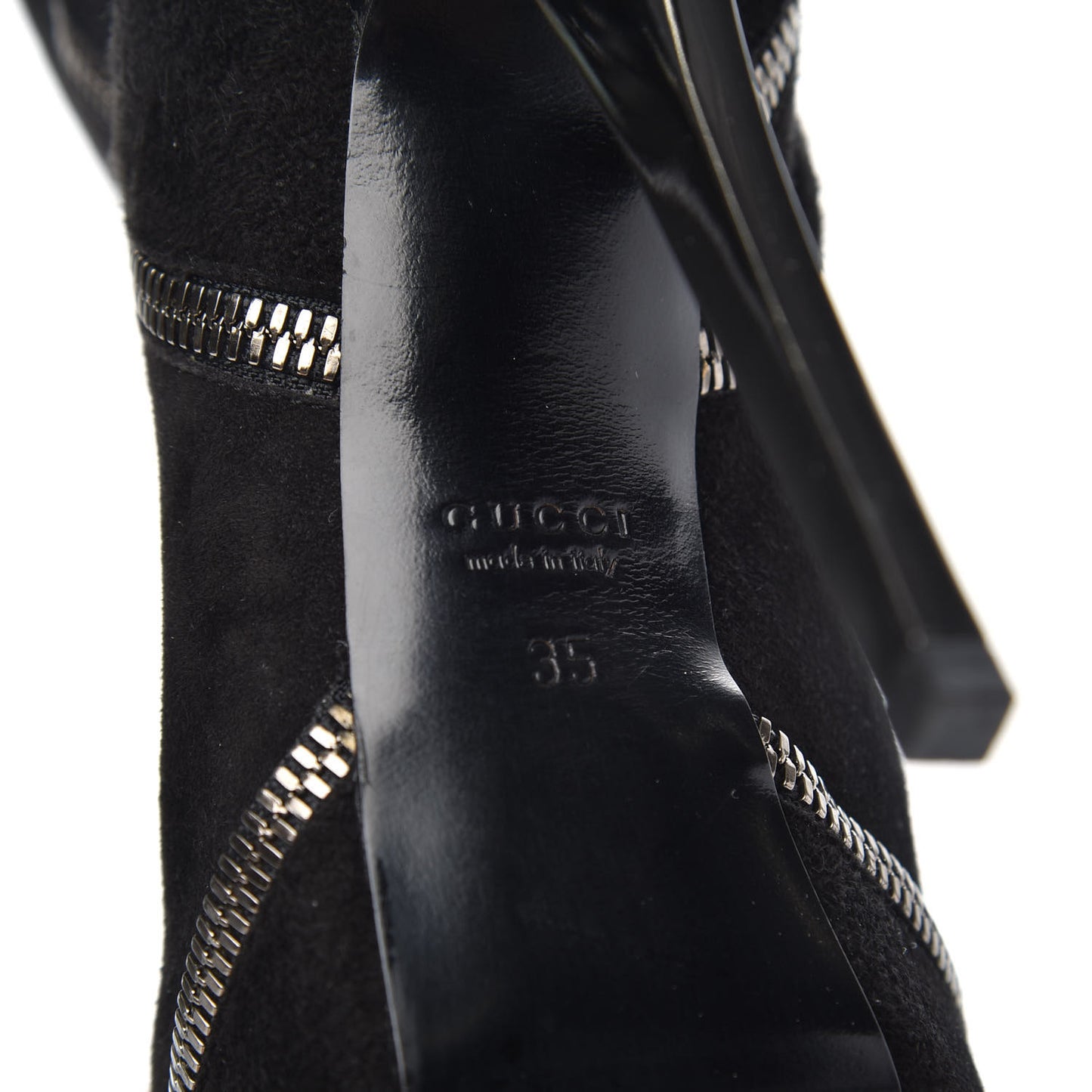 Suede Zipper Platform Pumps Black 35