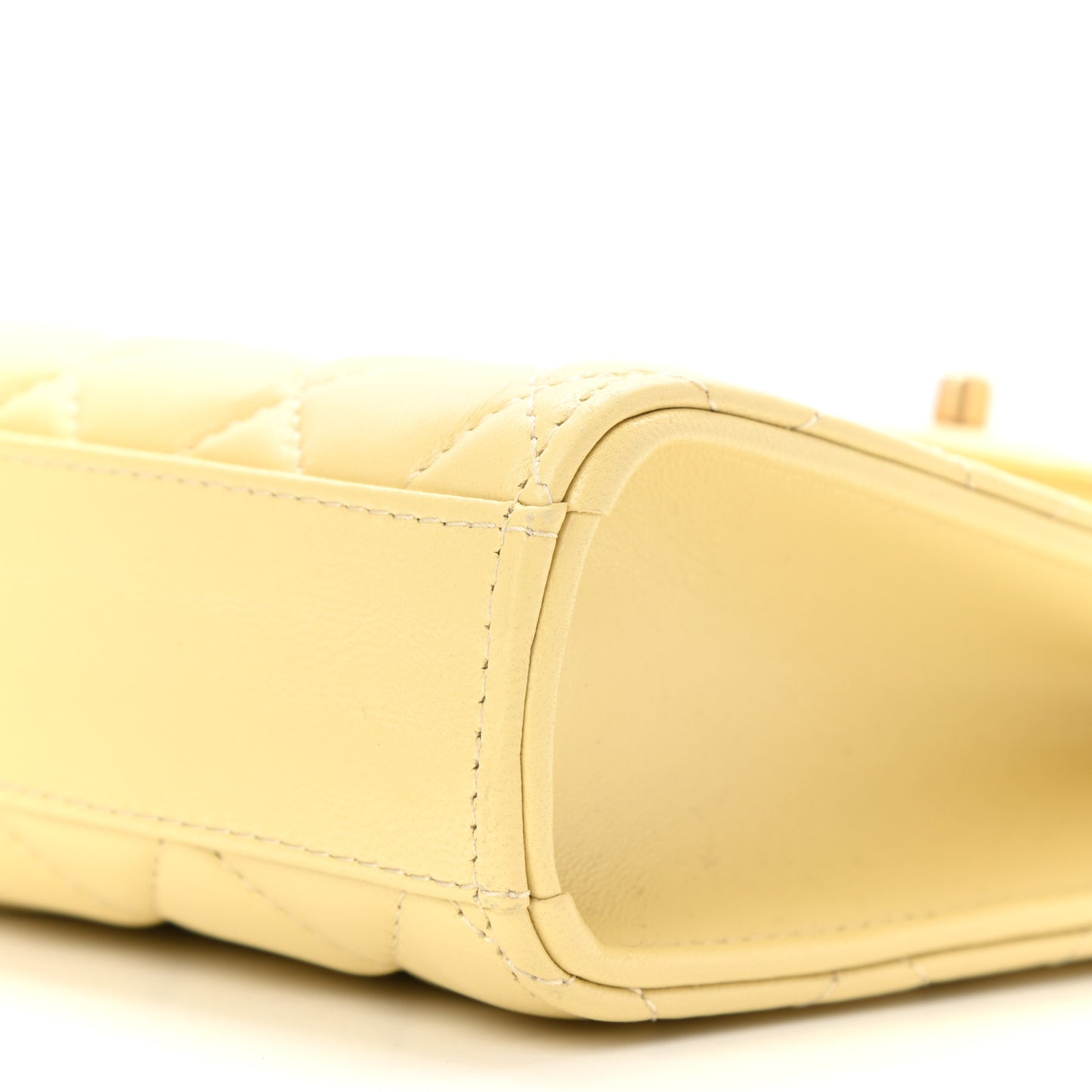 Lambskin Quilted Pearl Crush Phone Holder With Chain Yellow