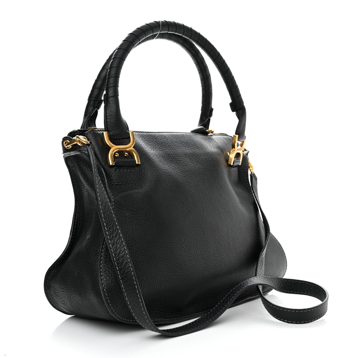 Calfskin Small Marcie Satchel Black